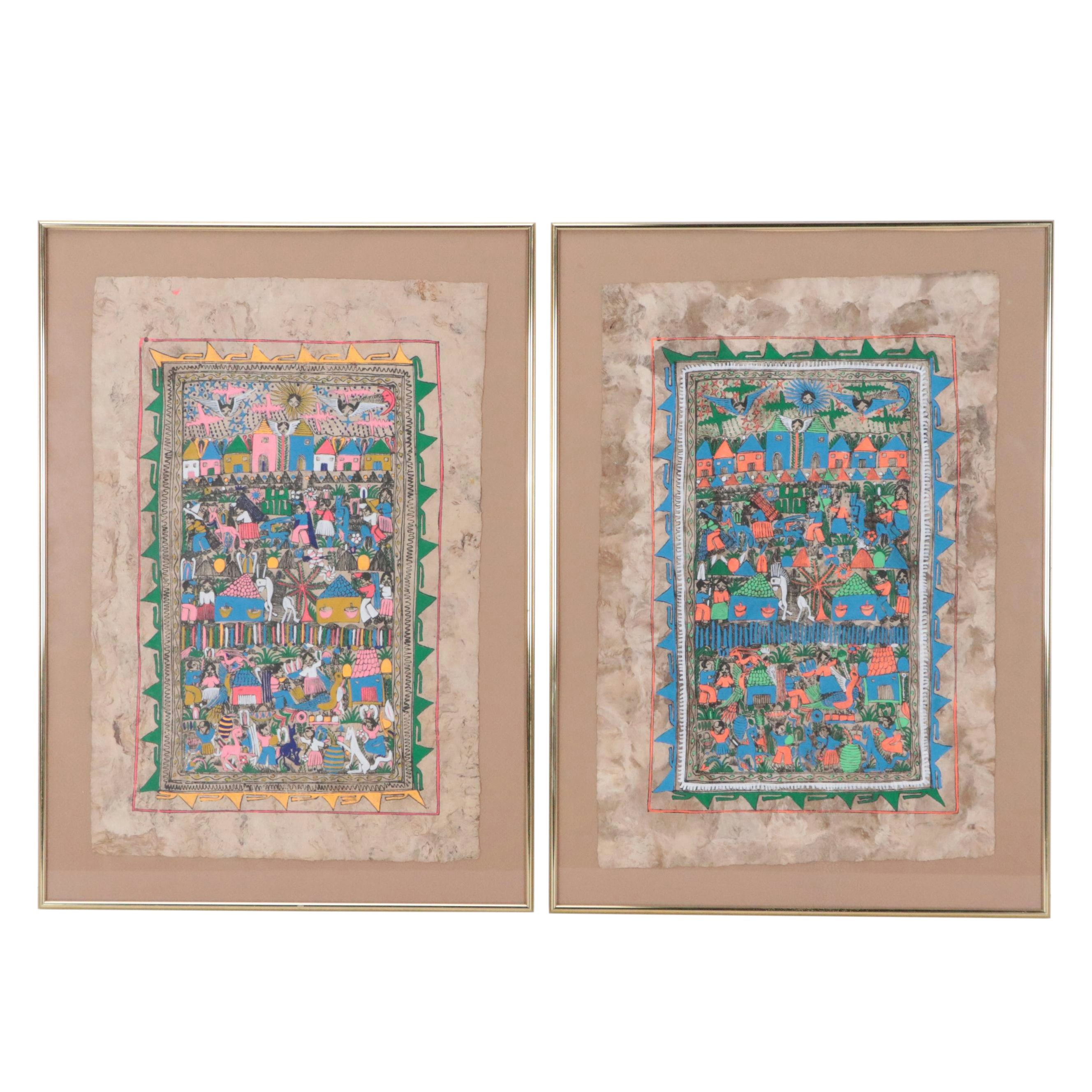 Mexican Folk Art Amate Bark Paintings