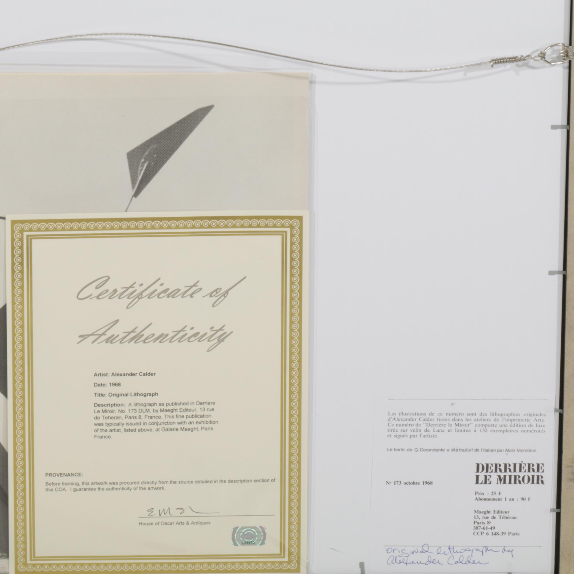 Alexander Calder Double-Page Color Lithograph for "Derrière le Miroir," 1968