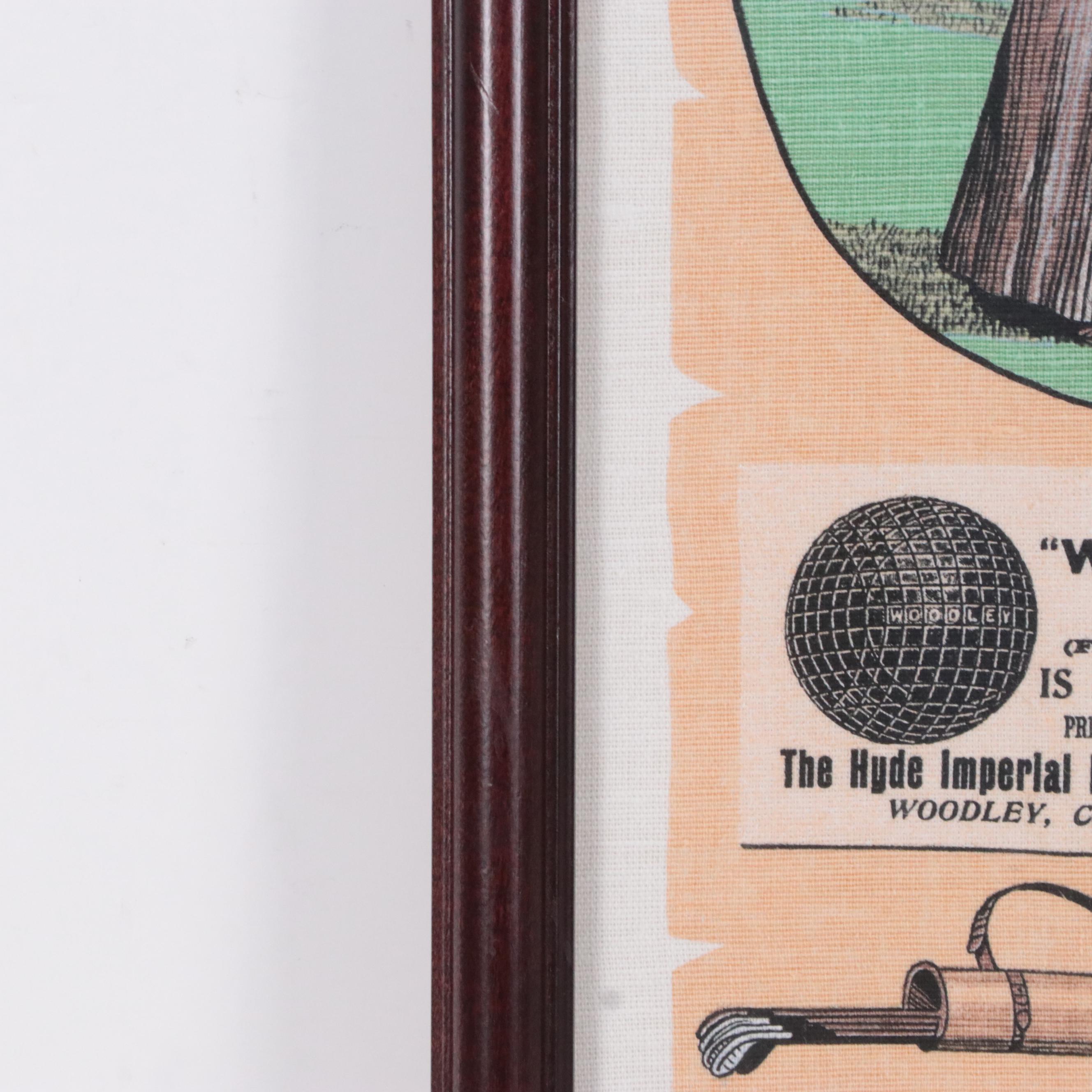 Screenprinted Golf Textile After R. Batchelder, Mid to Late 20th Century