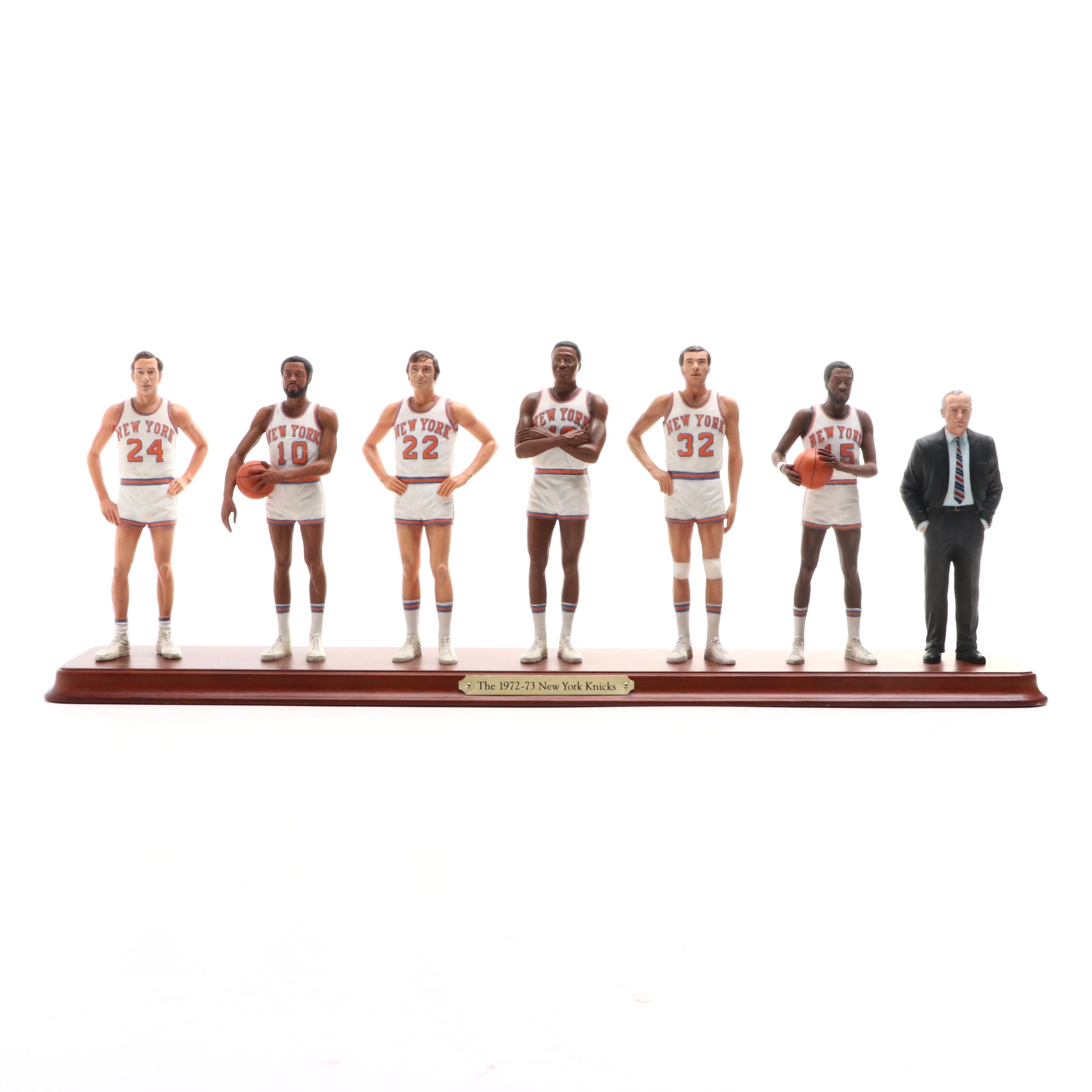 The Danbury Mint 1972-73 New York Knicks Figurine Display with Walt Frazier