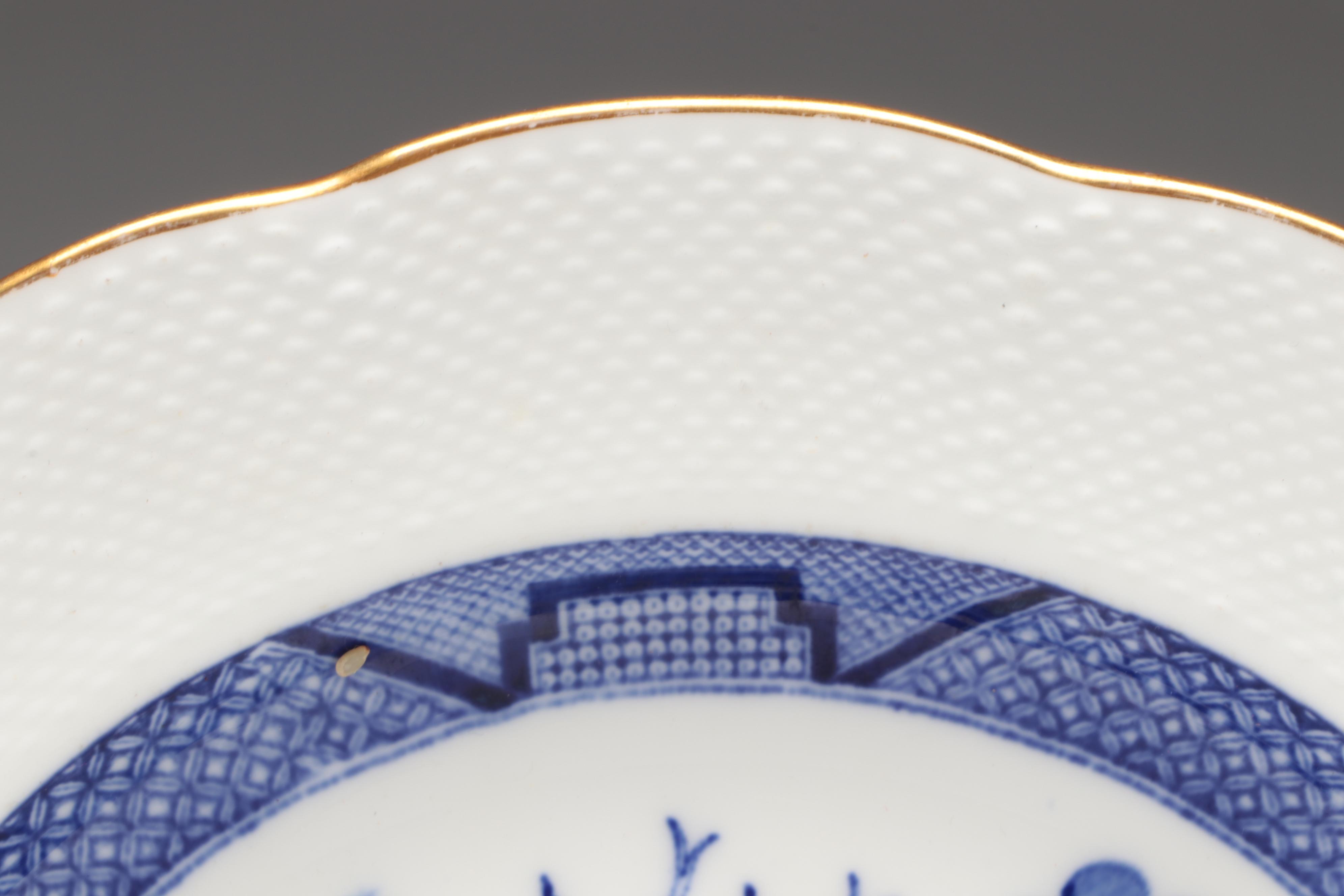 Minton Basket Weave Border Blue Willow Bowls, Late 19th Century