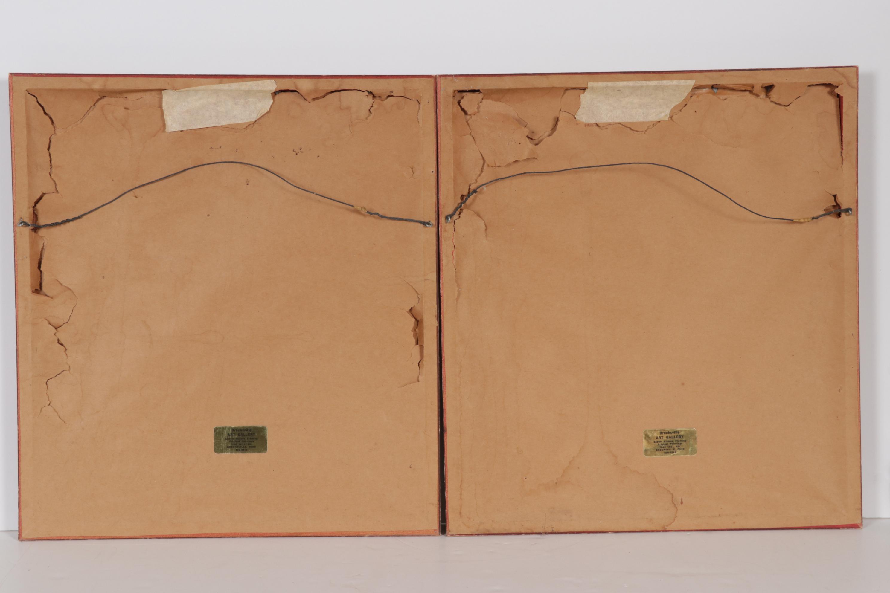 Two Japanese Chigiri-e Collages of Floral Landscapes