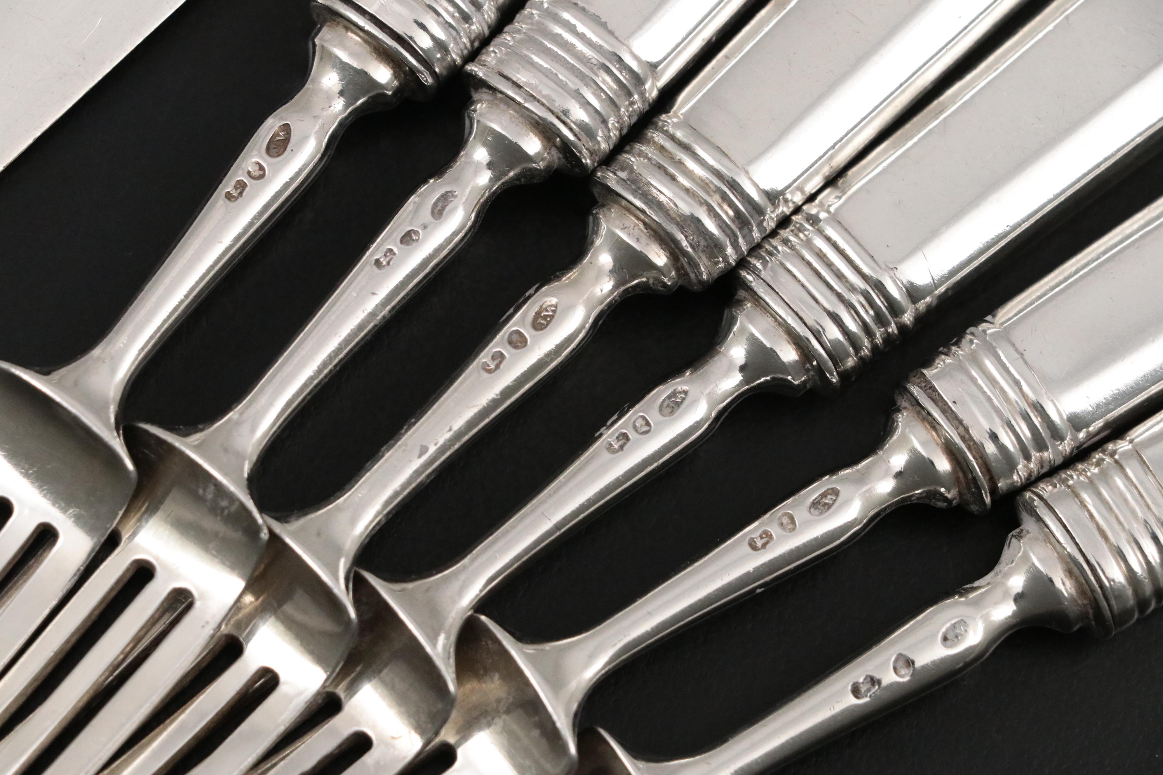 Joseph Willmore George III Sterling Silver Fruit Knives and Forks