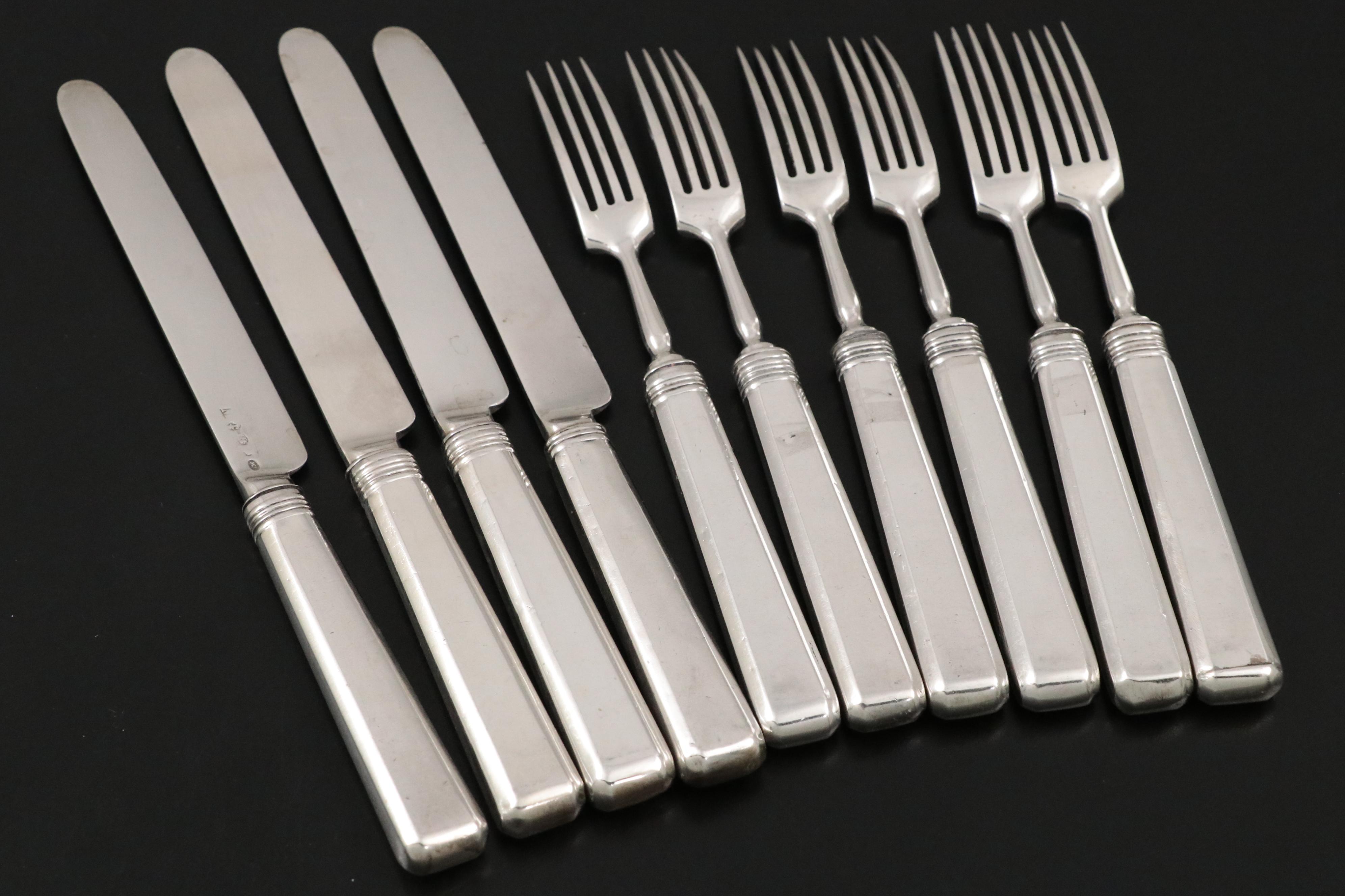 Joseph Willmore George III Sterling Silver Fruit Knives and Forks