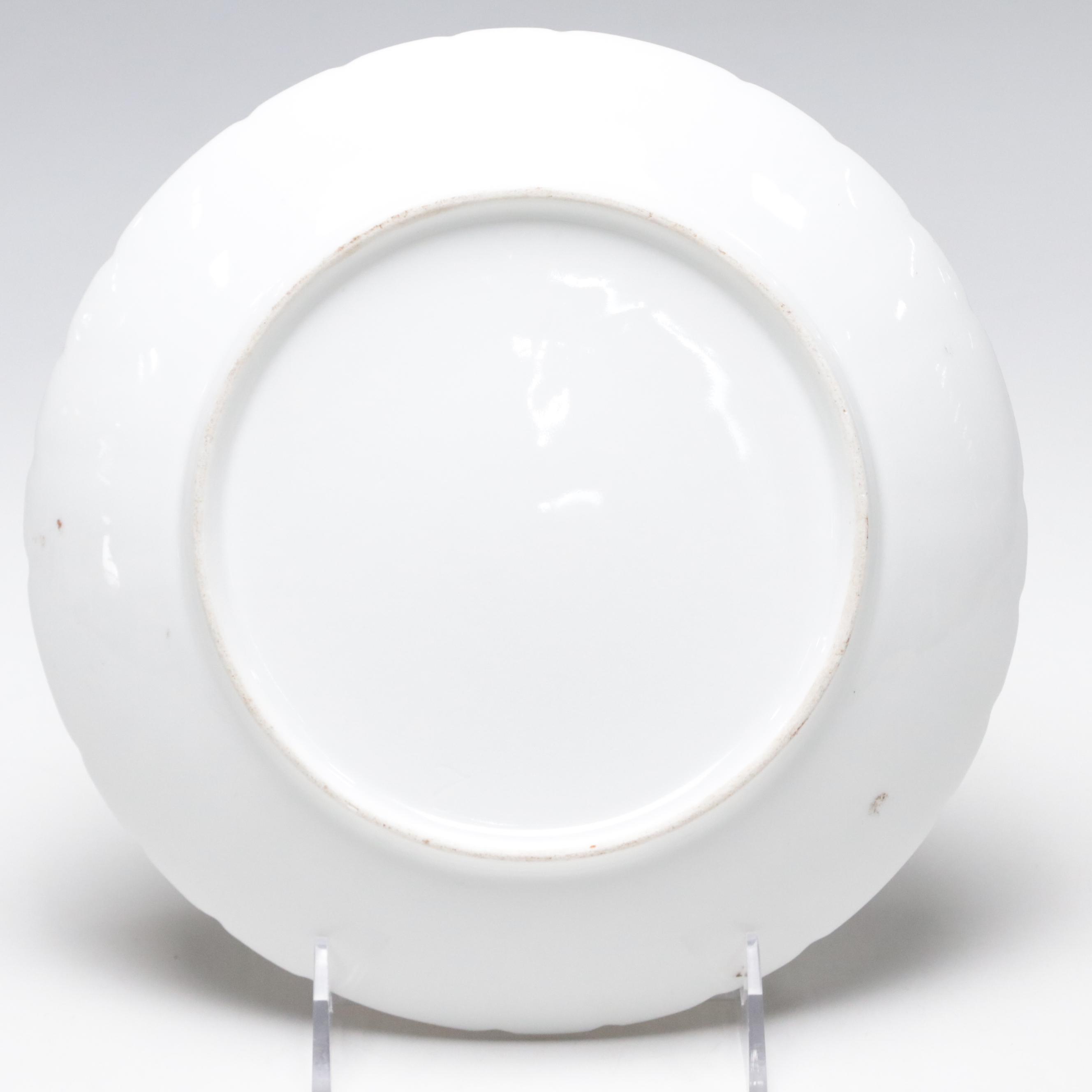 Hand-Painted Floral Porcelain Luncheon Plates and Serving Dishes