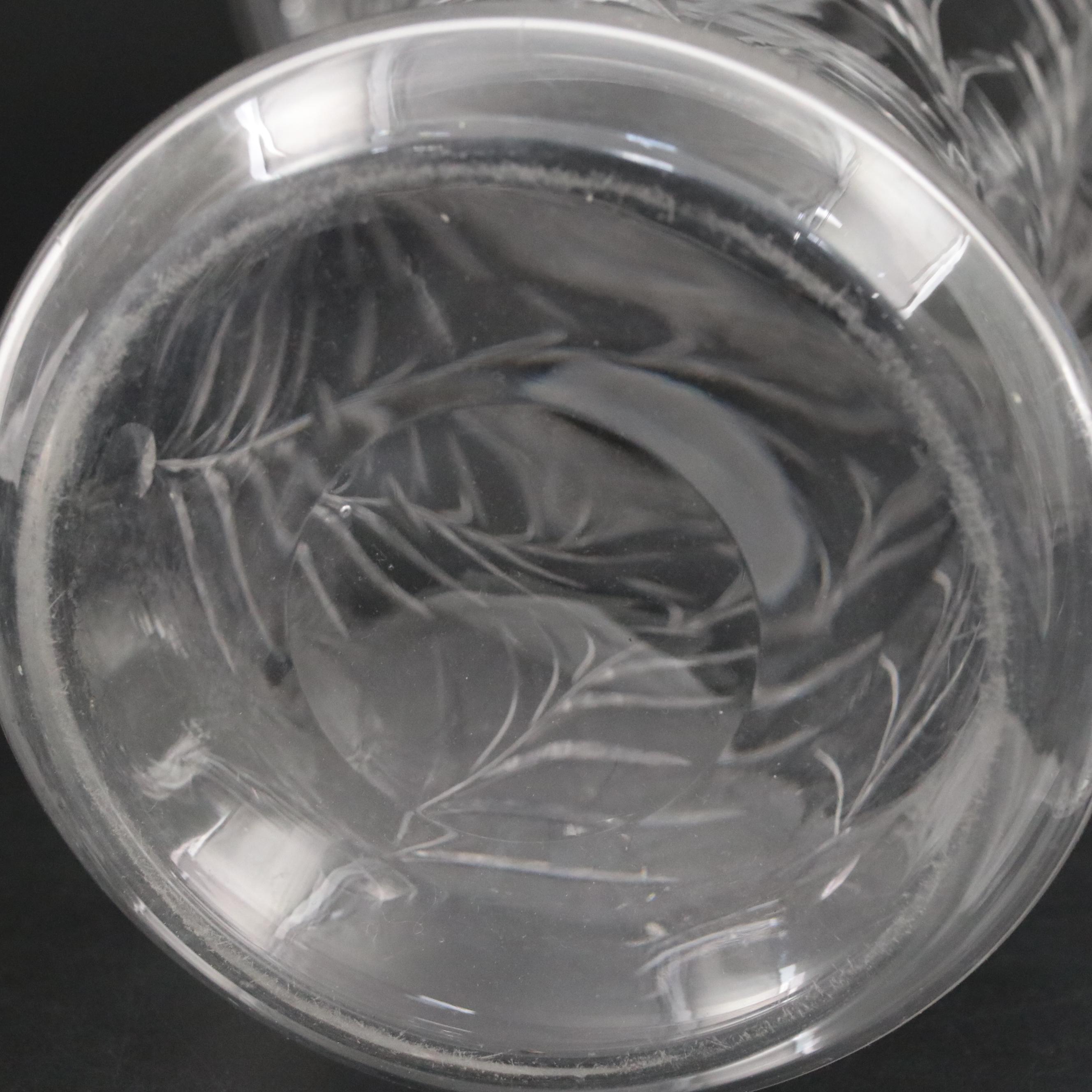 European Floral Pattern Engraved Glass Vases