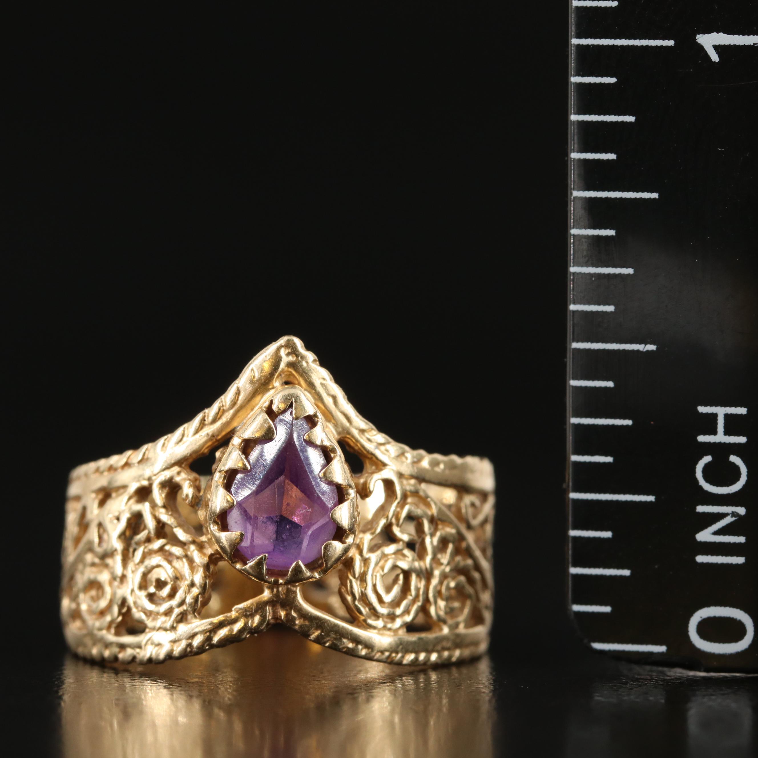14K Amethyst Filigree Inlay Ring