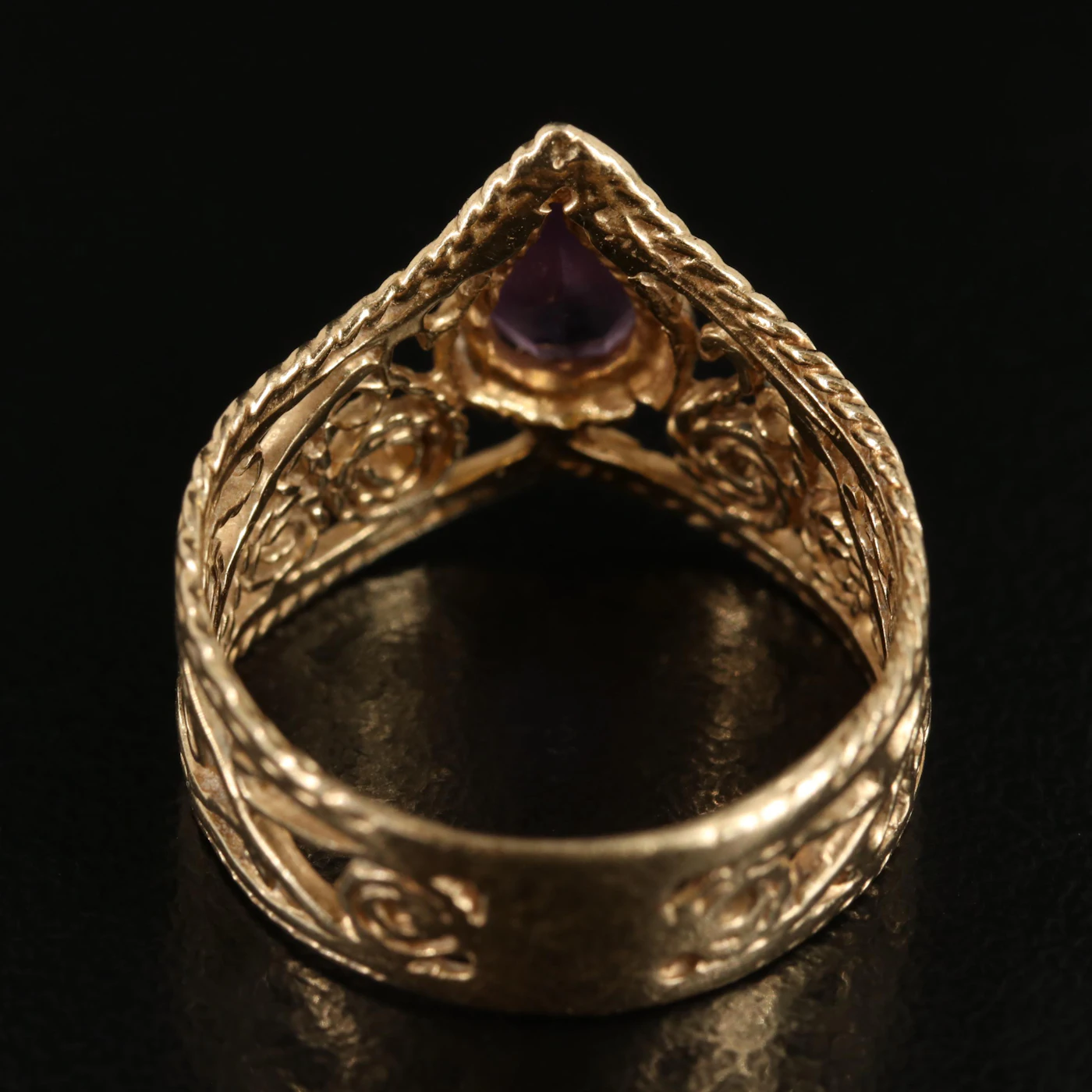 14K Amethyst Filigree Inlay Ring | EBTH