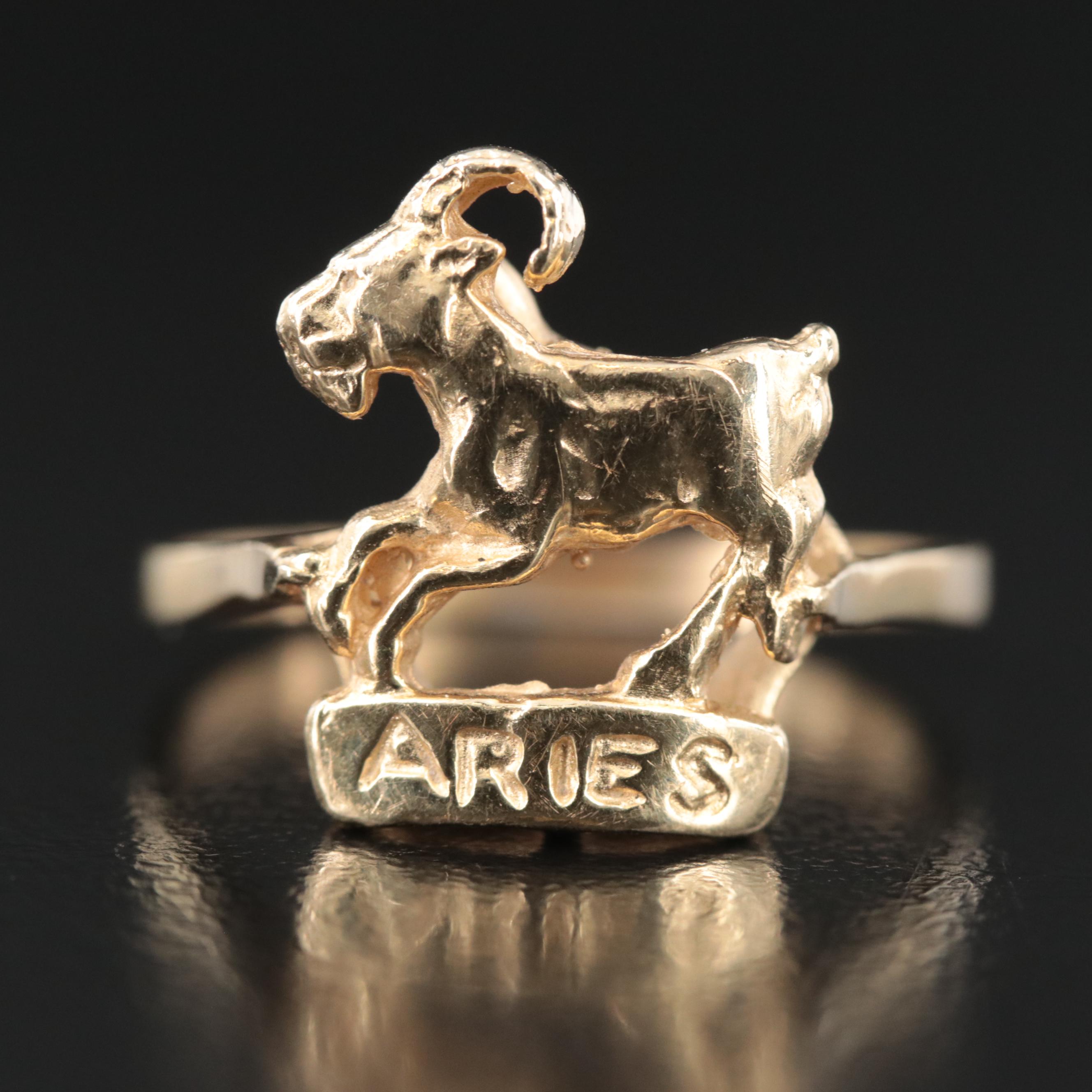 14K "Aries" Goat Ring