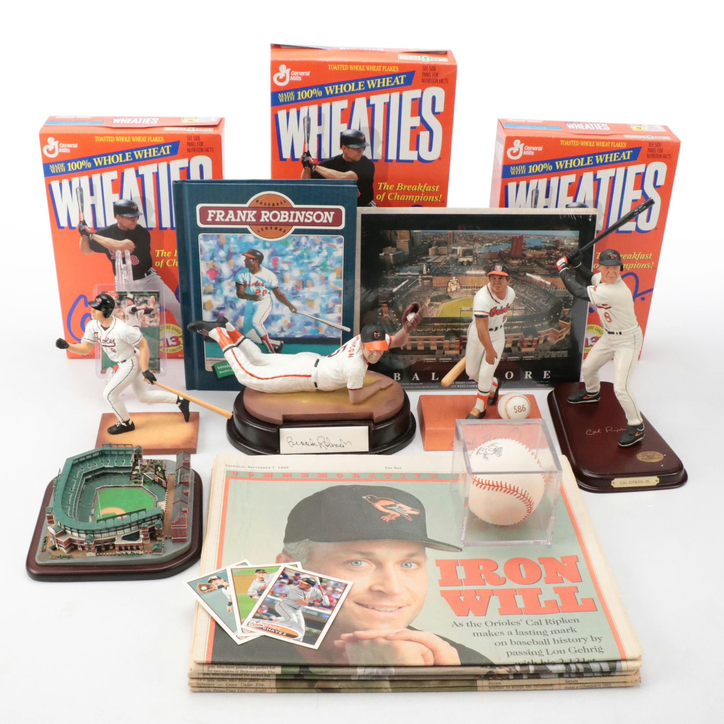 Brooks Robinson Signed Salvino Figurine with Jim Palmer Signed Card and More