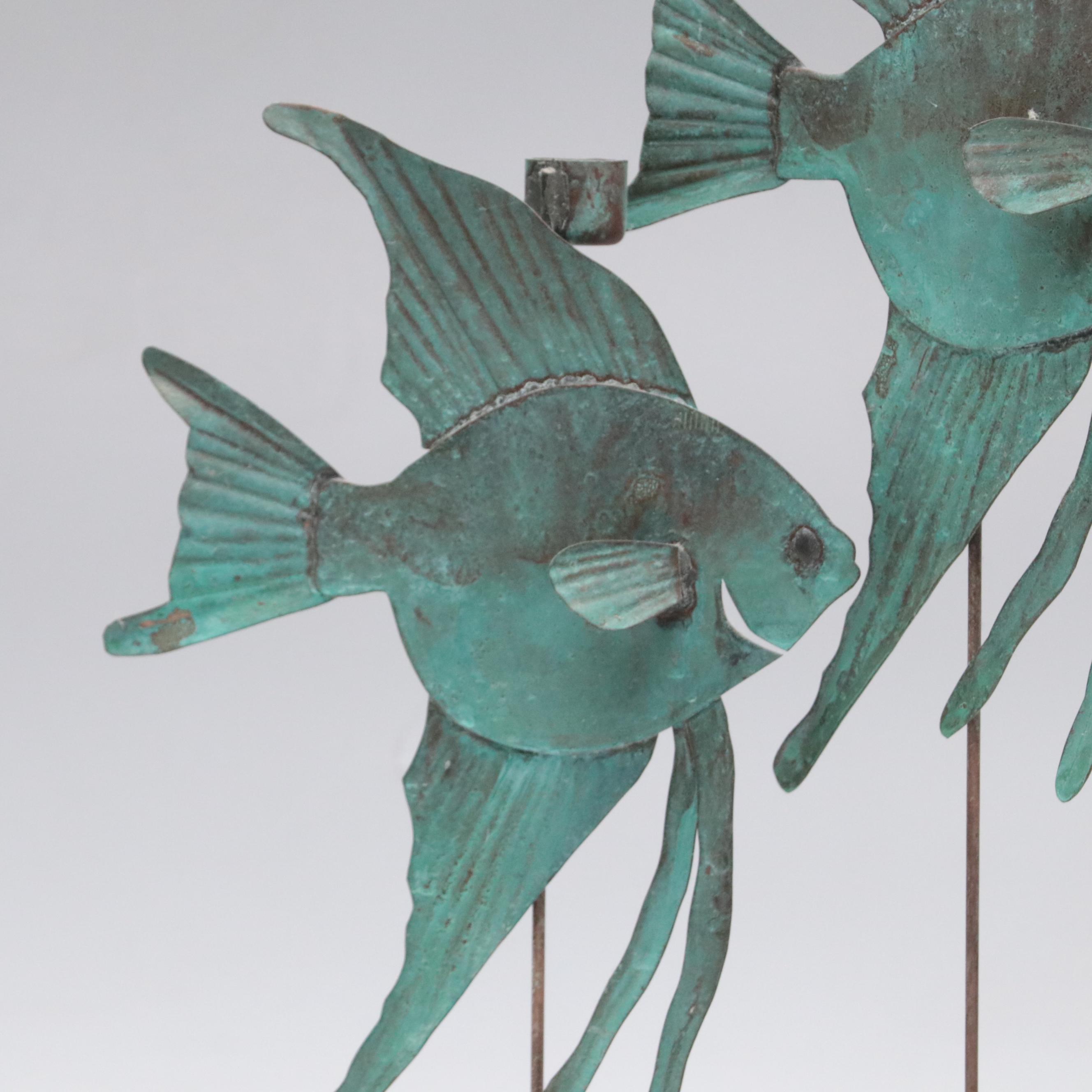 Welded Metal Fish Candle Holders, Coral Arrangement, Shell & Coral Specimens