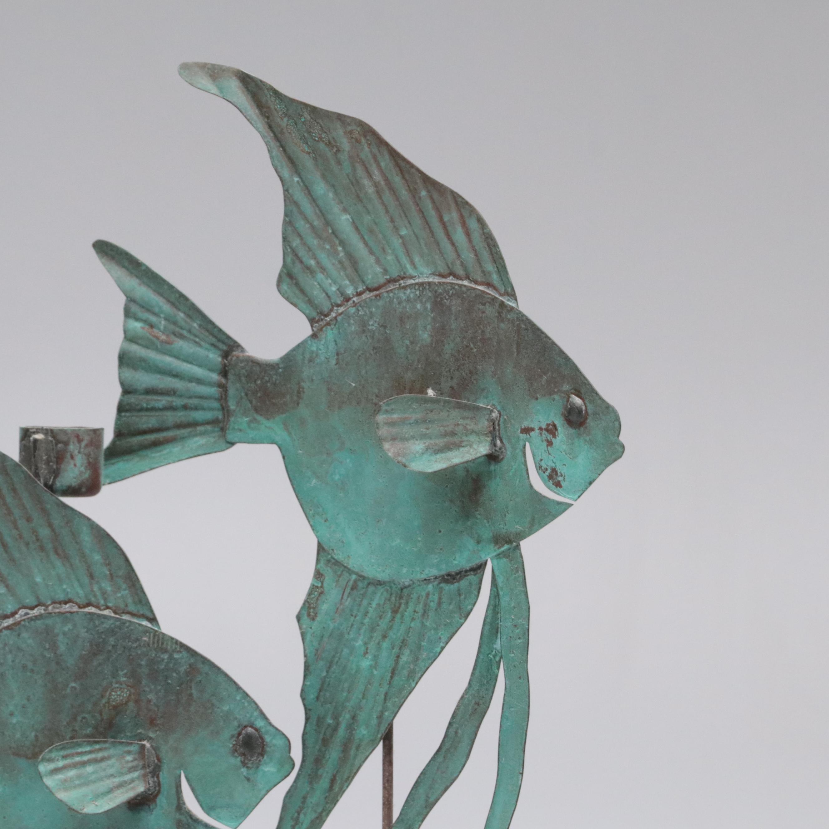 Welded Metal Fish Candle Holders, Coral Arrangement, Shell & Coral Specimens