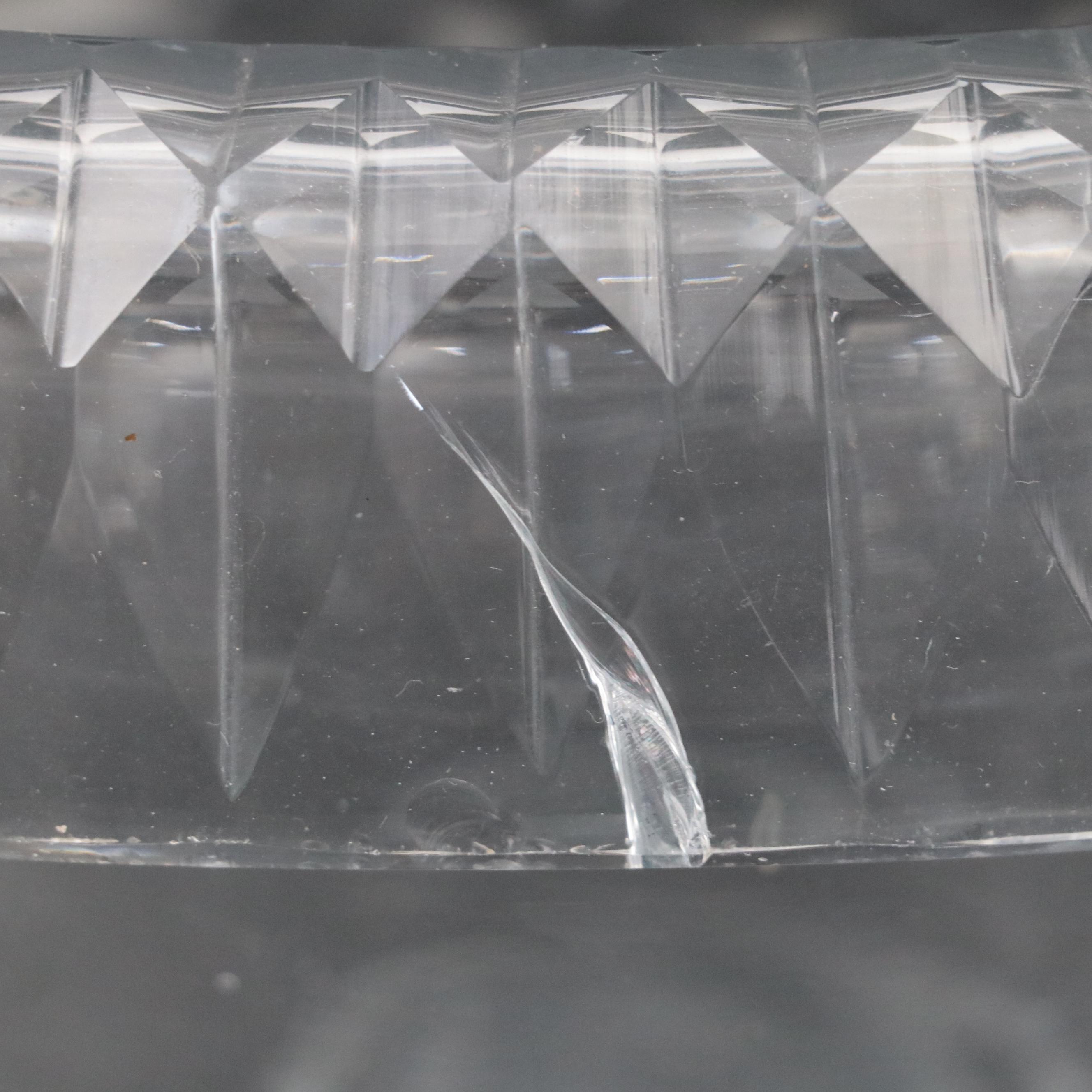 Georgian Irish Cut Glass Navette Shape Foldover Bowl, circa 1800