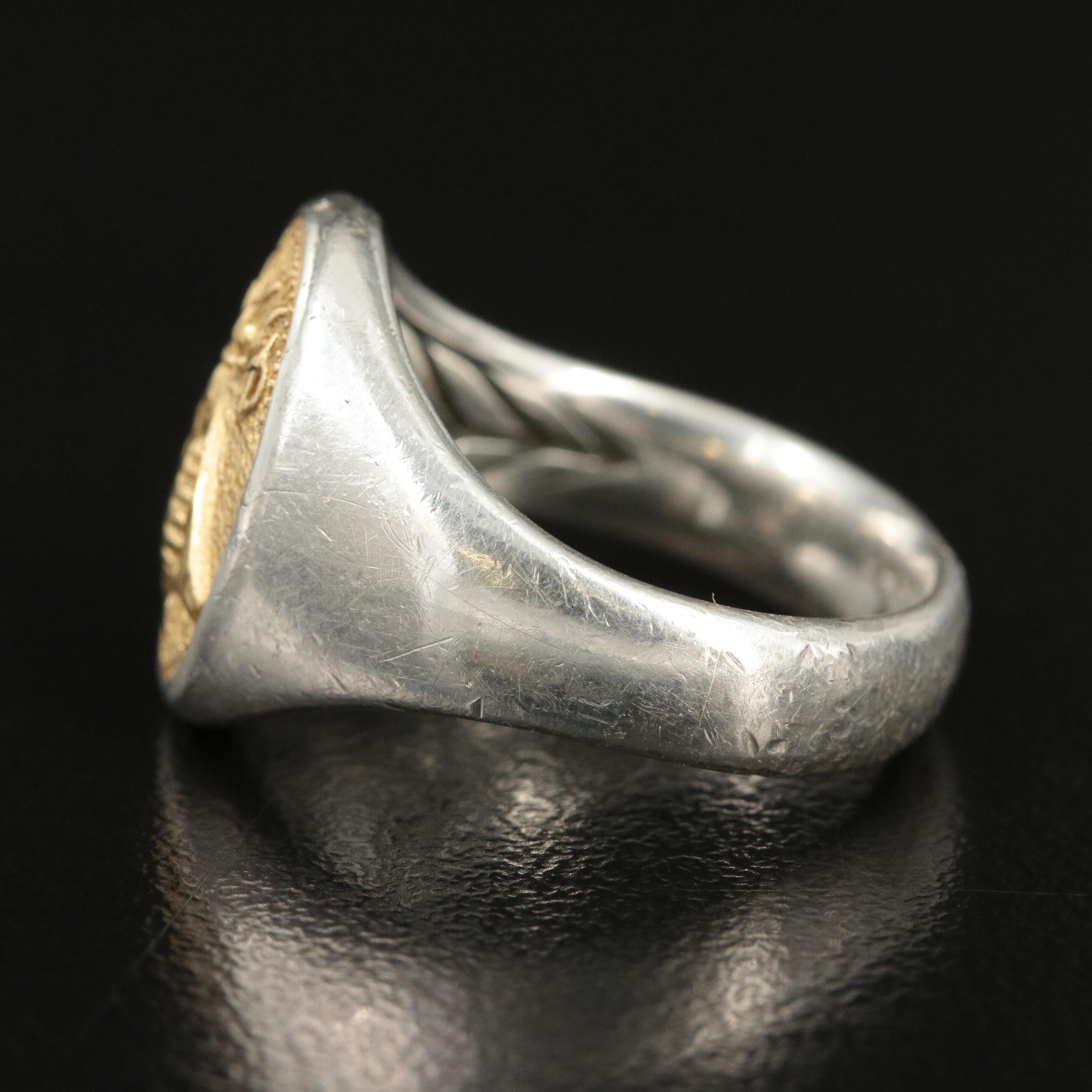 David Yurman "Petrvs" Sterling and 18K Bee Signet Ring