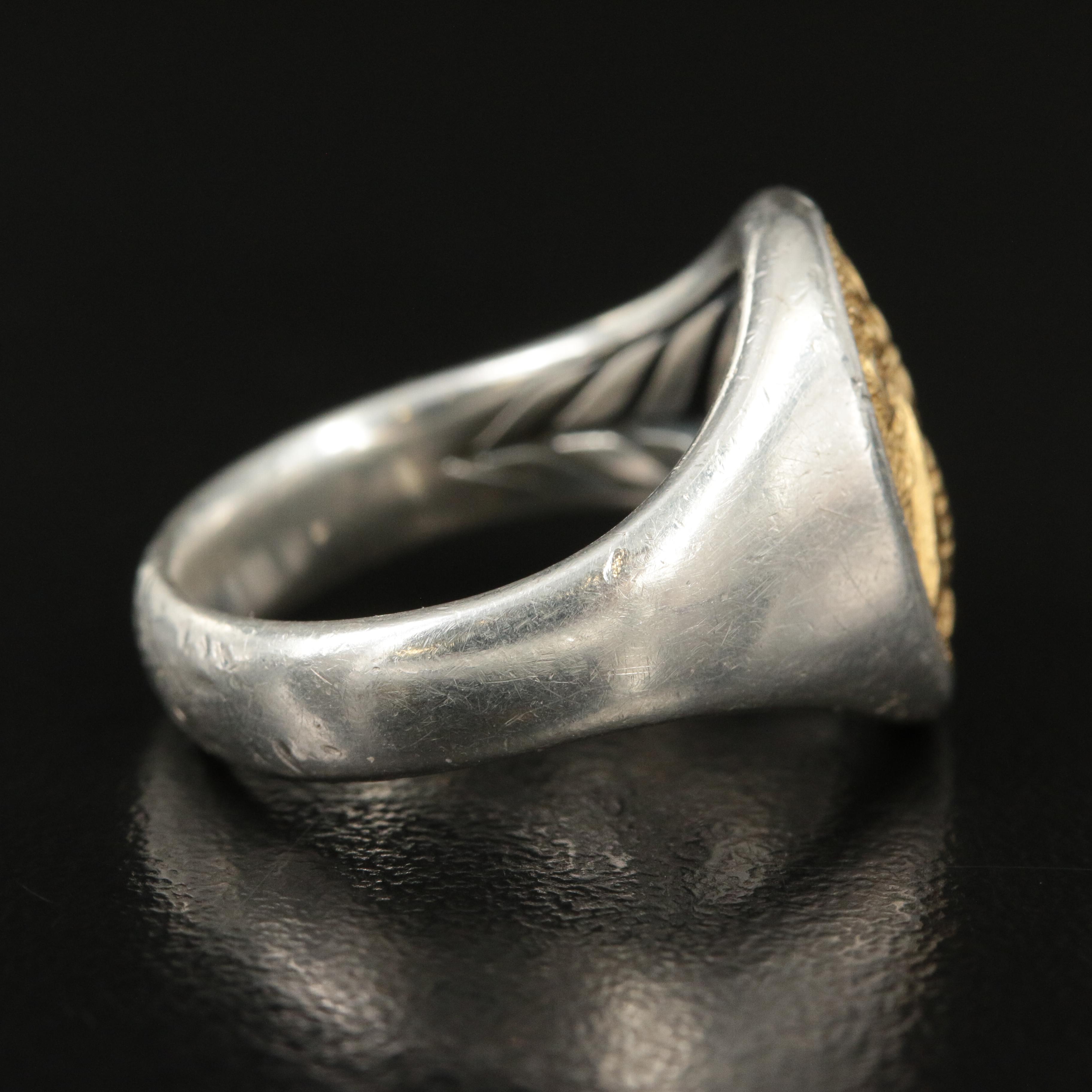 David Yurman "Petrvs" Sterling and 18K Bee Signet Ring
