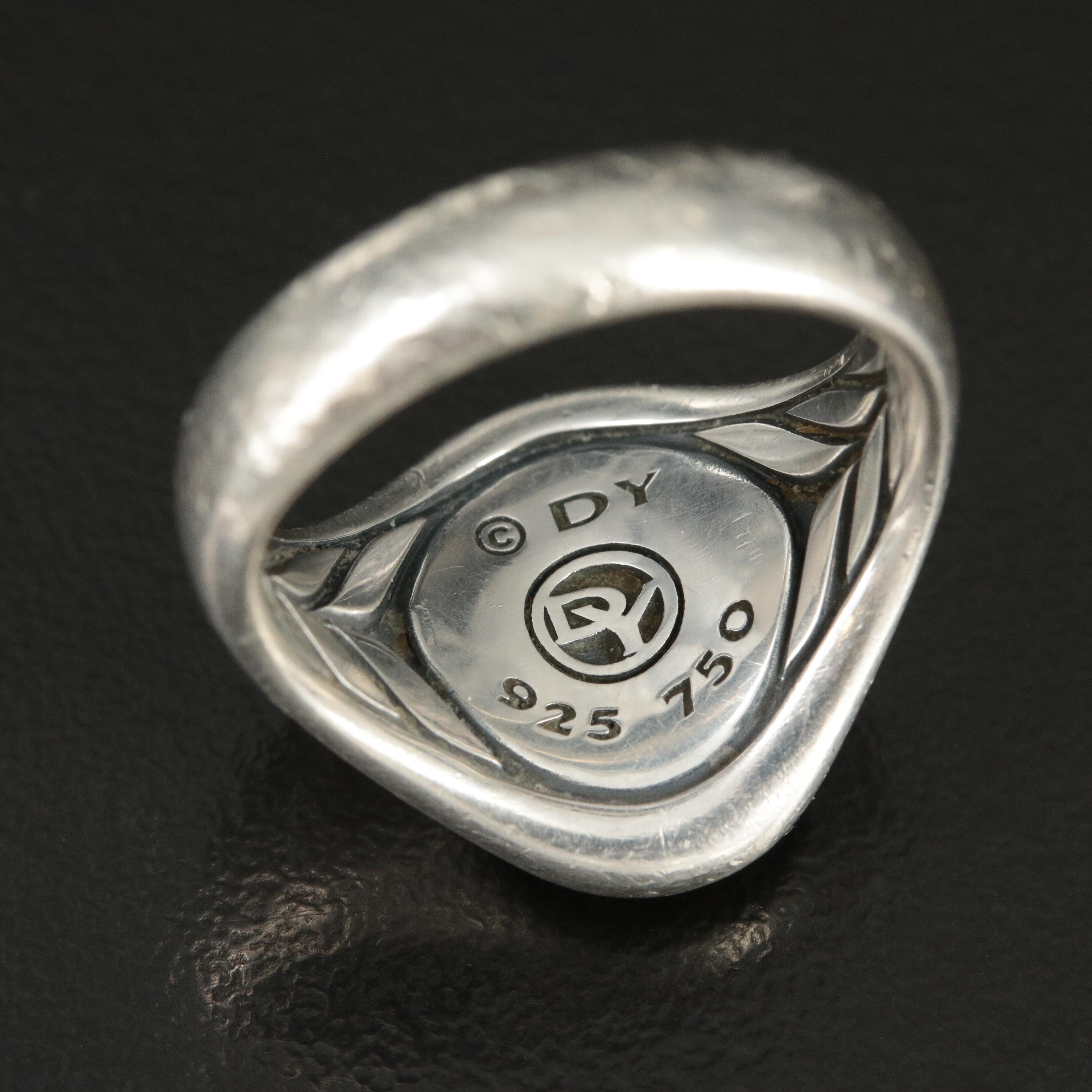 David Yurman "Petrvs" Sterling and 18K Bee Signet Ring