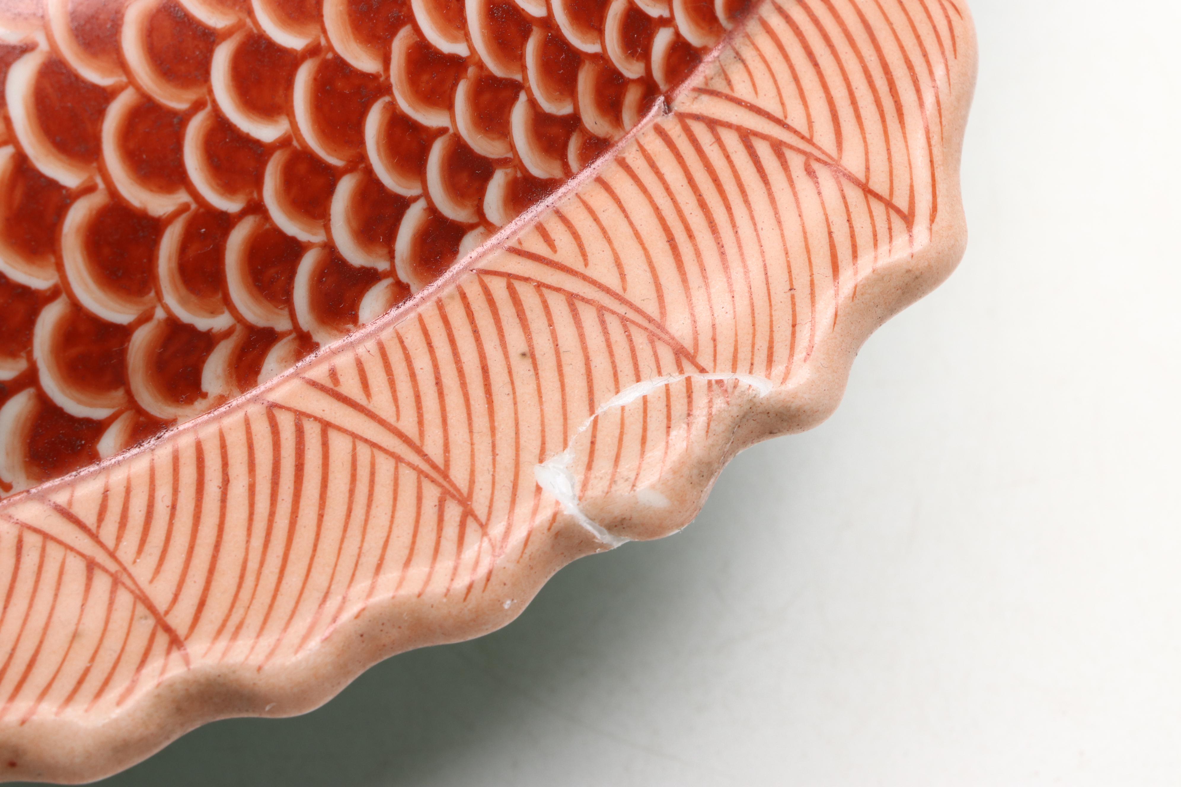 Chinese Porcelain Fish Shaped Covered Dish with Jadeite Ring Handles and Bowl