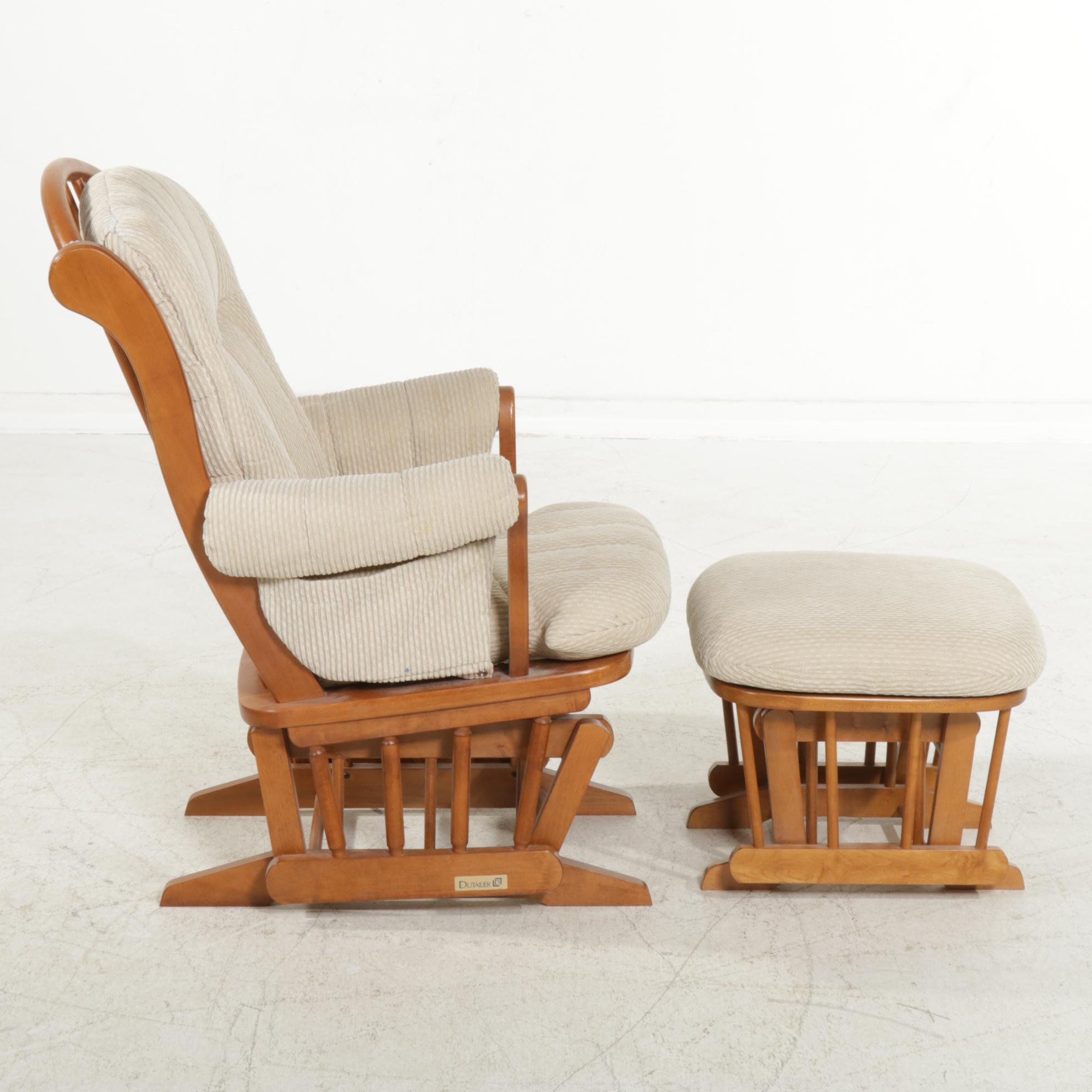 Dutalier Maple Glider-Rocker and Ottoman with Cushions