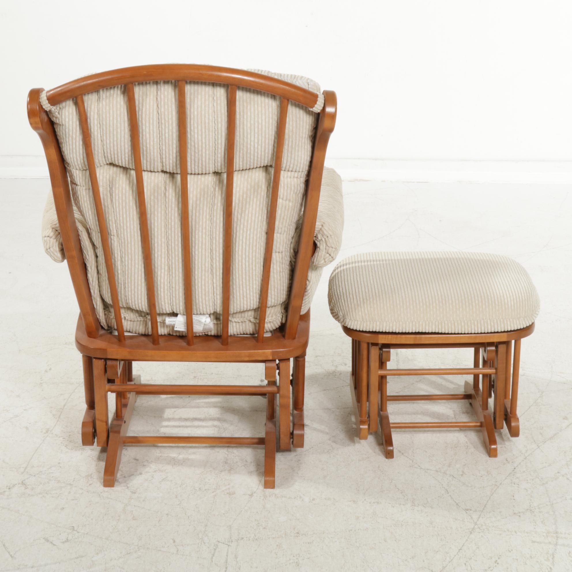 Dutalier Maple Glider-Rocker and Ottoman with Cushions