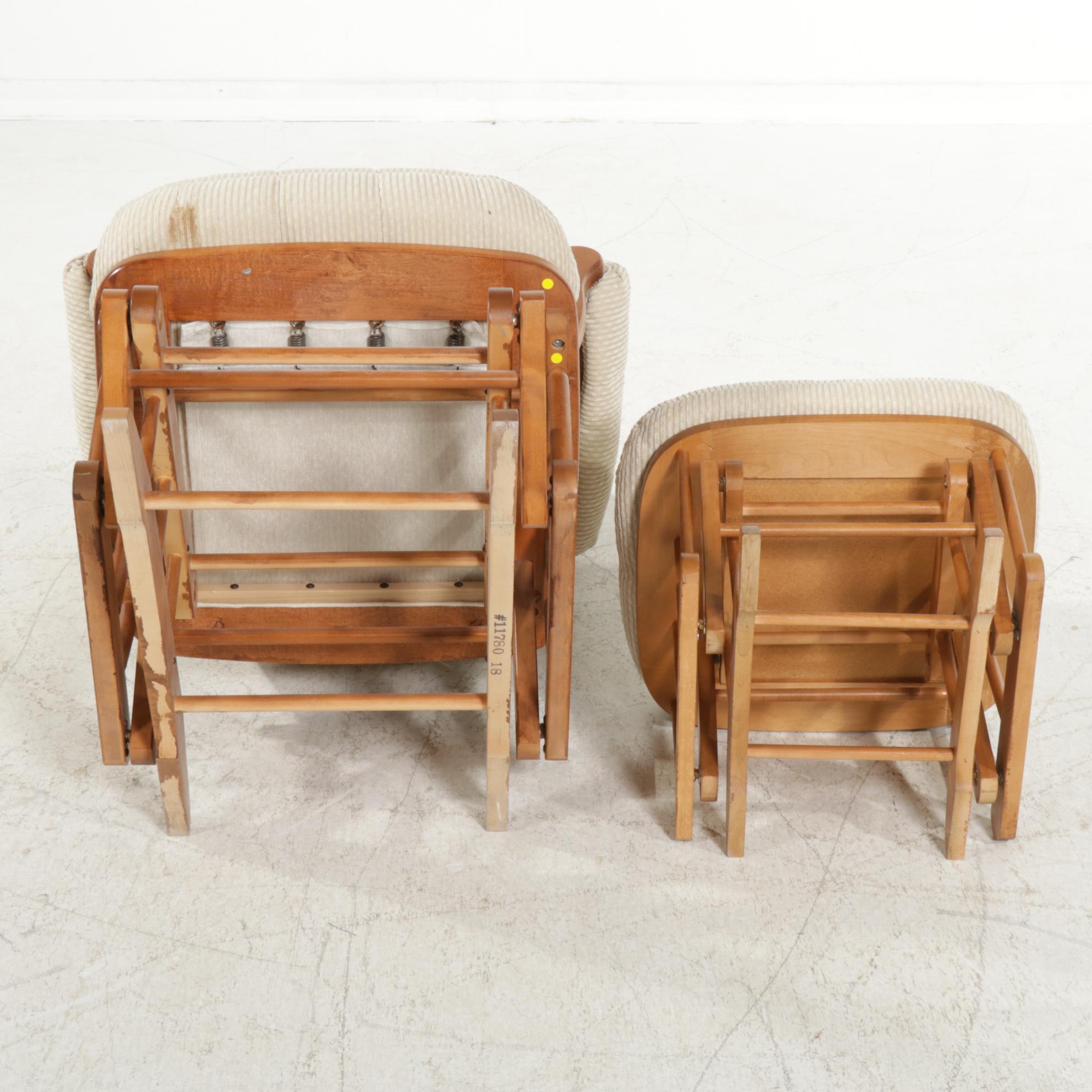 Dutalier Maple Glider-Rocker and Ottoman with Cushions