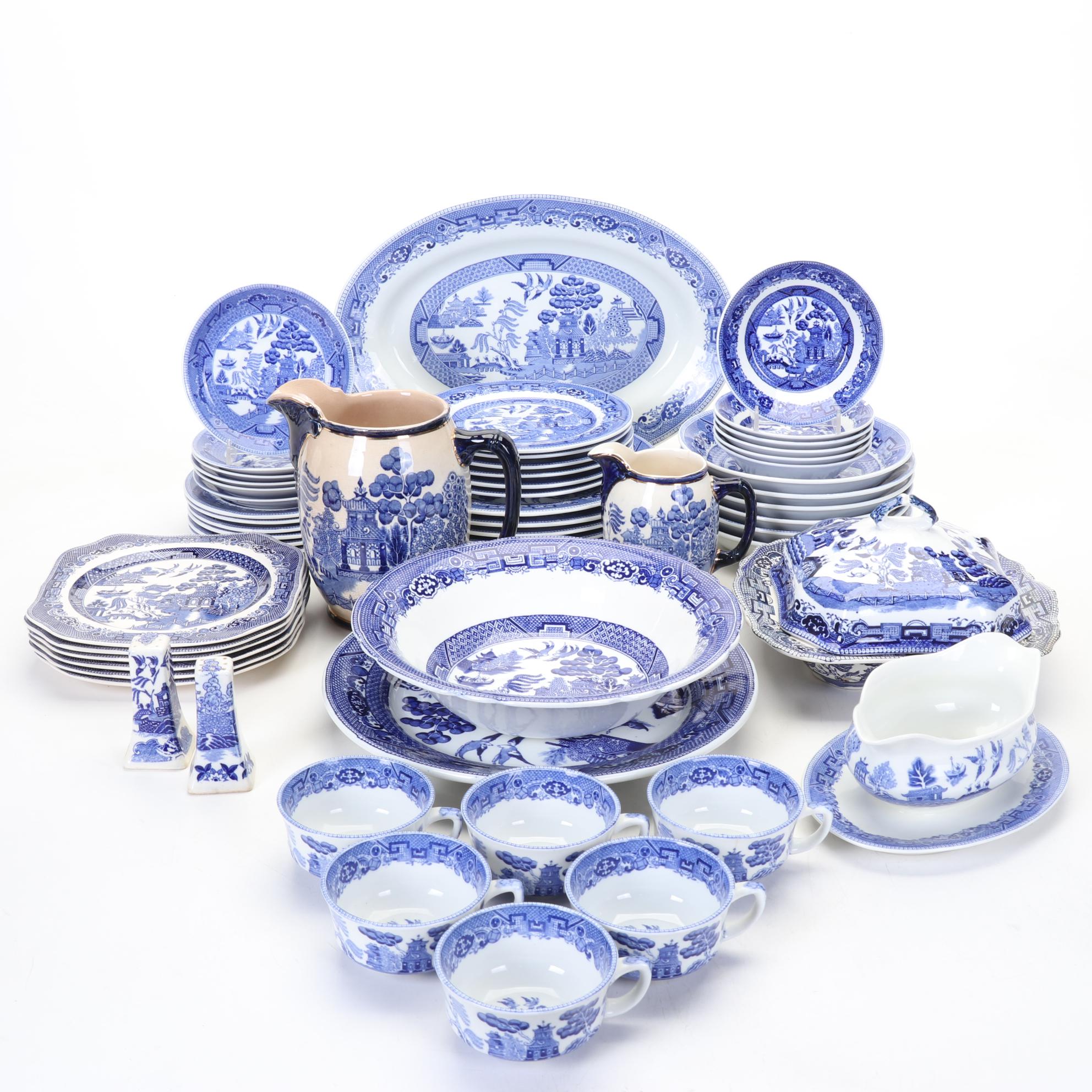 Buffalo China "Blue Willow" Dinnerware Service for Six