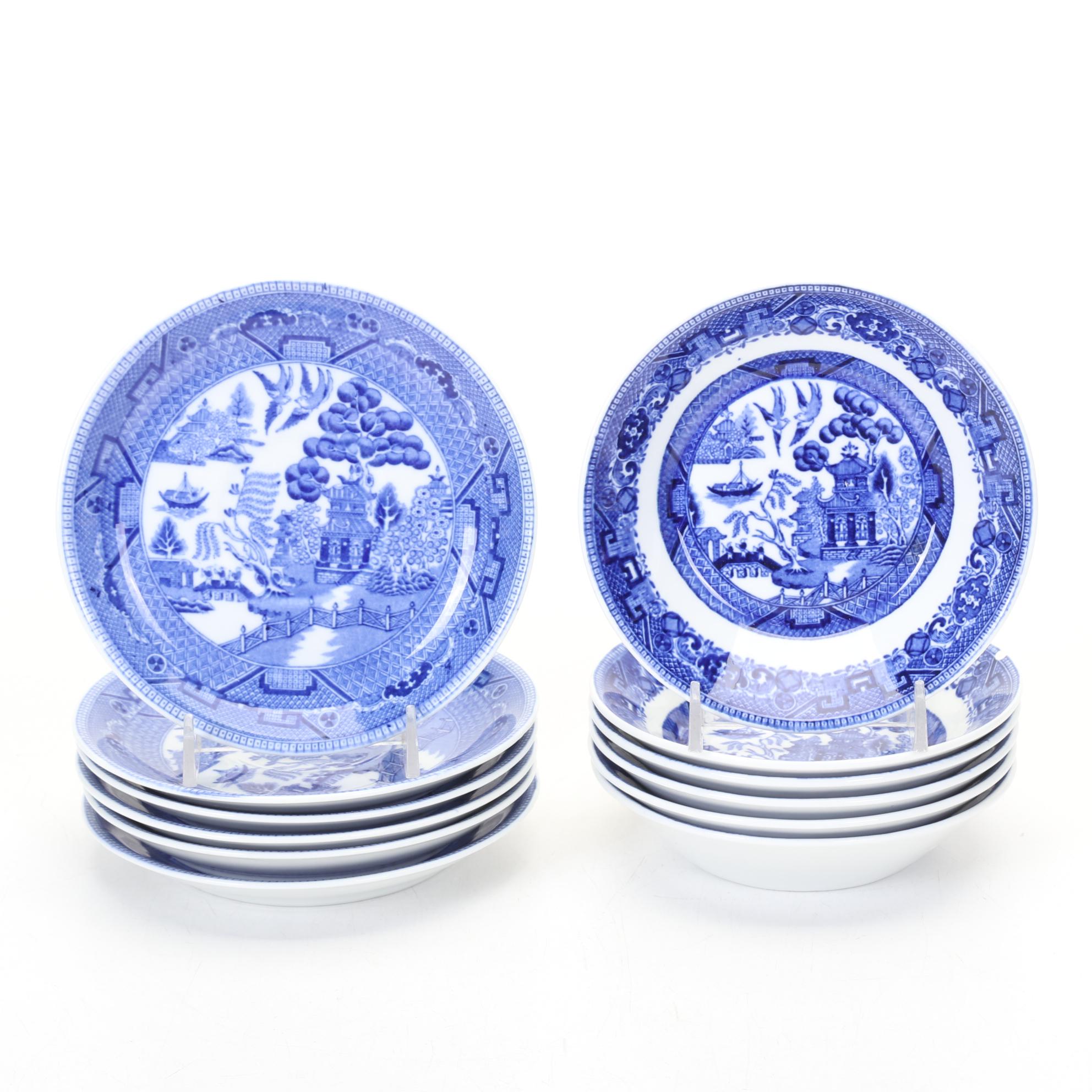 Buffalo China "Blue Willow" Dinnerware Service for Six
