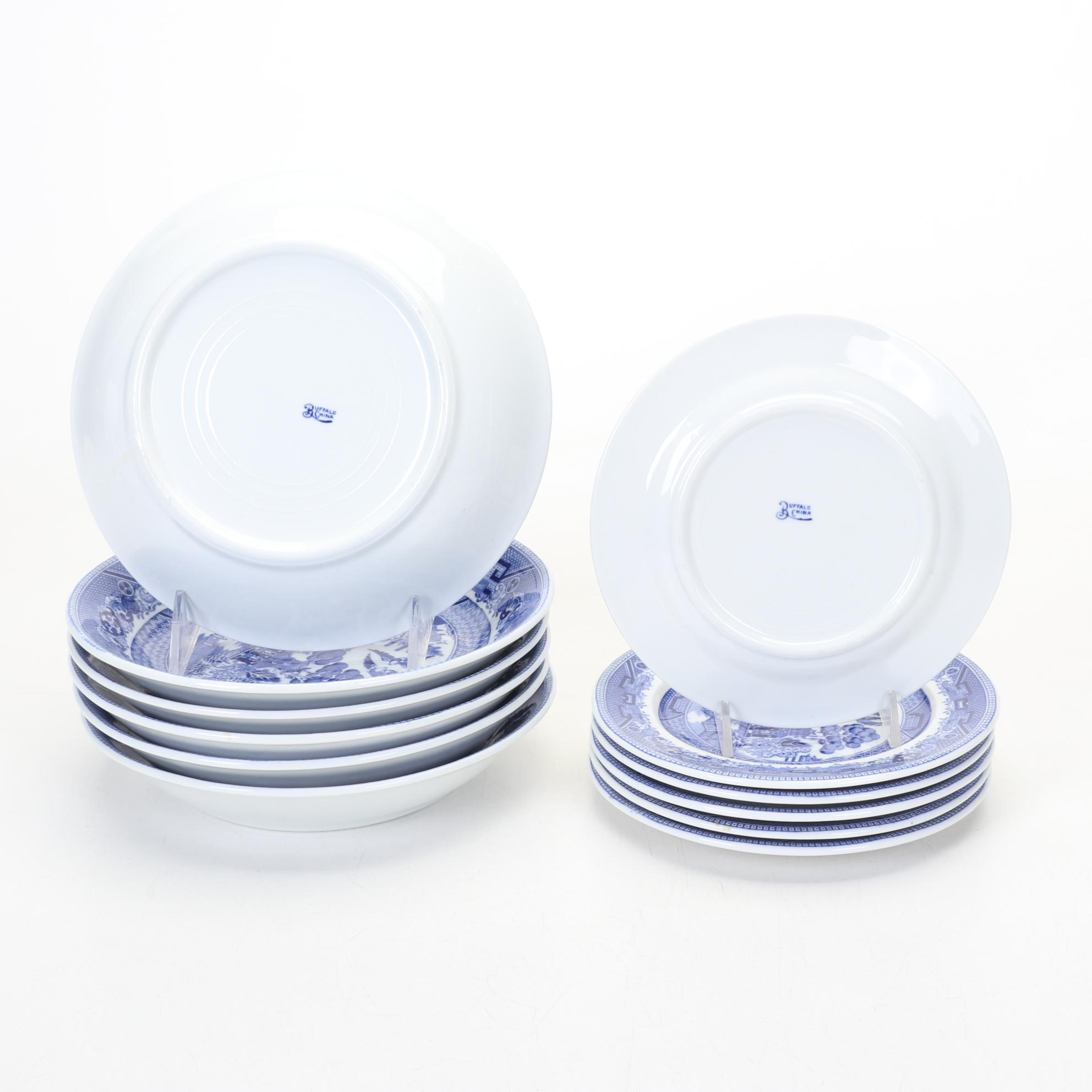Buffalo China "Blue Willow" Dinnerware Service for Six