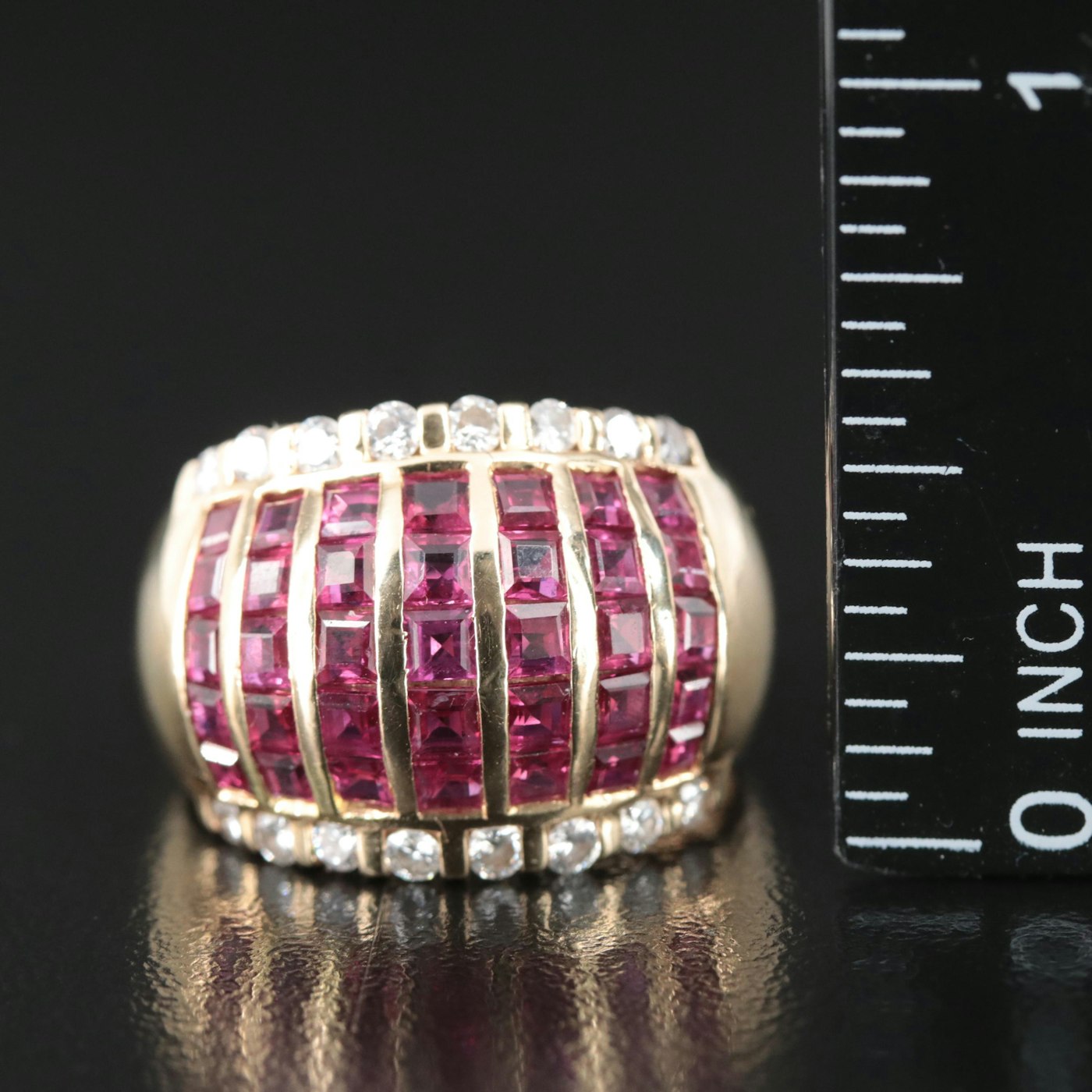 14K Ruby and Diamond Dome Ring | EBTH
