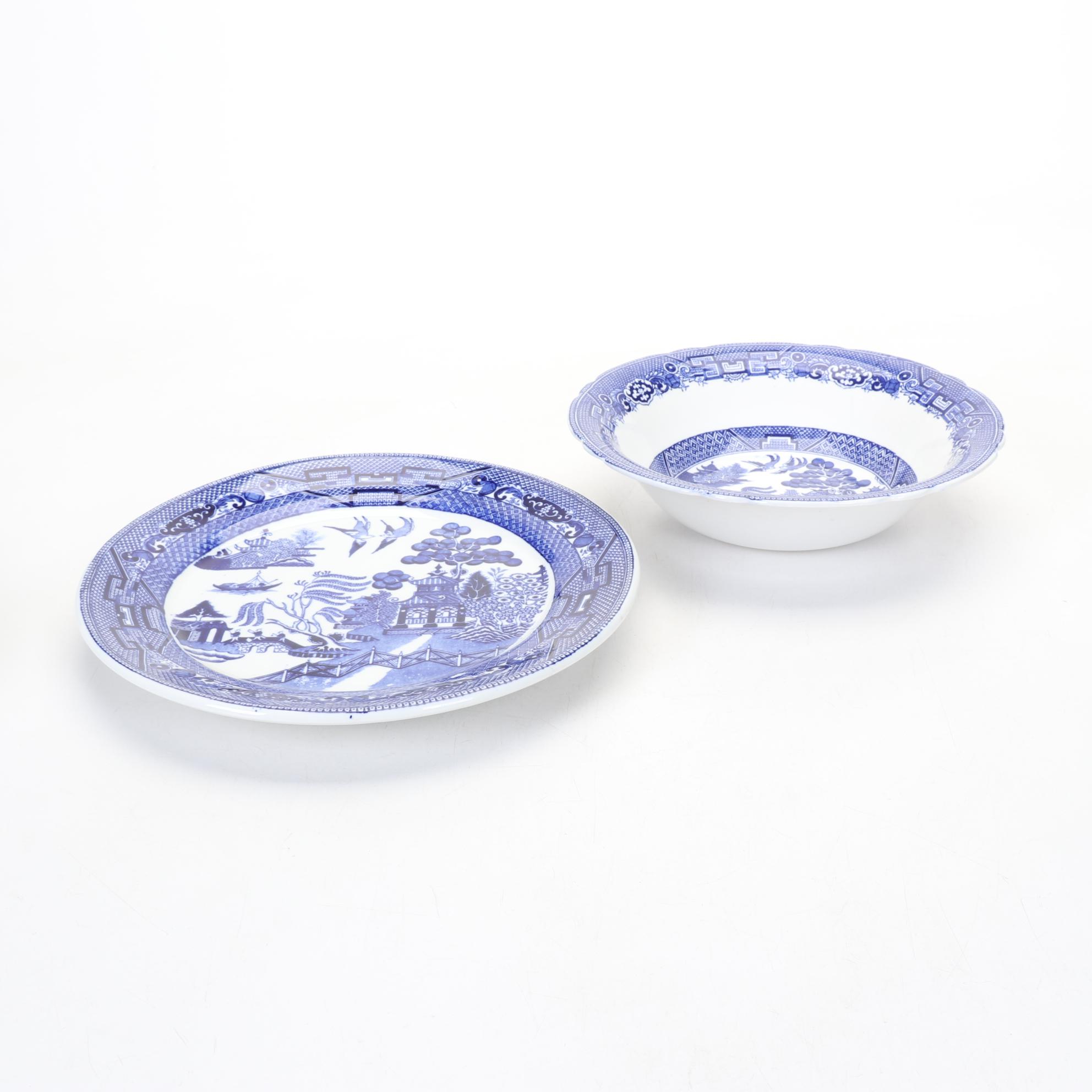 Buffalo China "Blue Willow" Dinnerware Service for Six