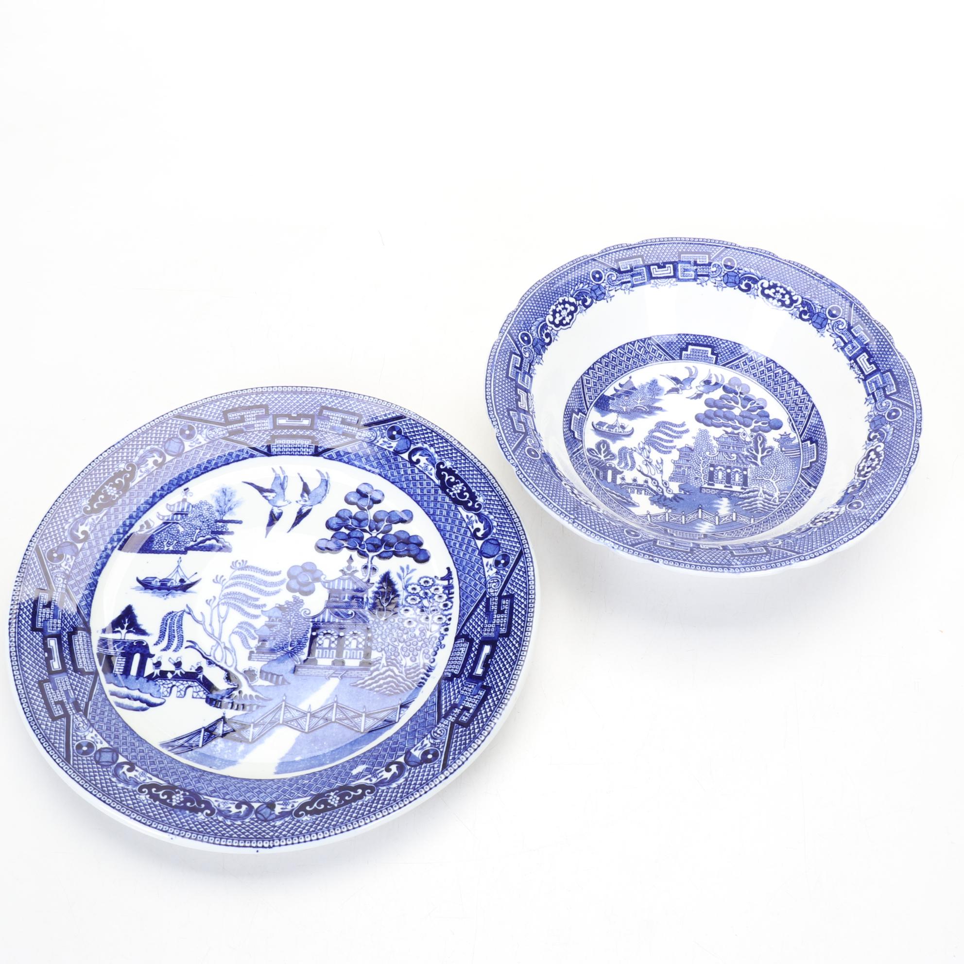 Buffalo China "Blue Willow" Dinnerware Service for Six