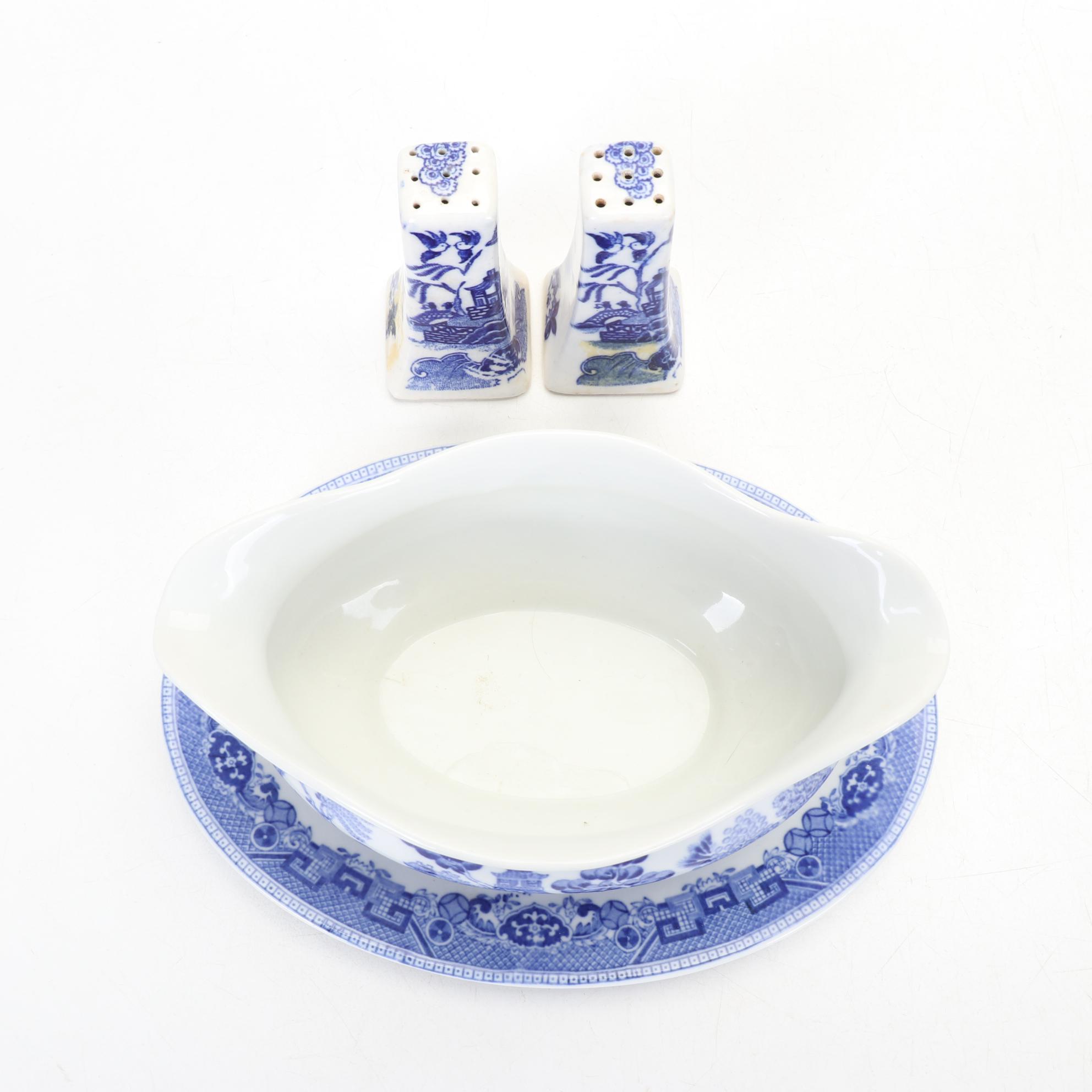 Buffalo China "Blue Willow" Dinnerware Service for Six
