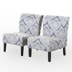 Pair of Ashley Furniture Ebonized and Upholstered Slipper Chairs