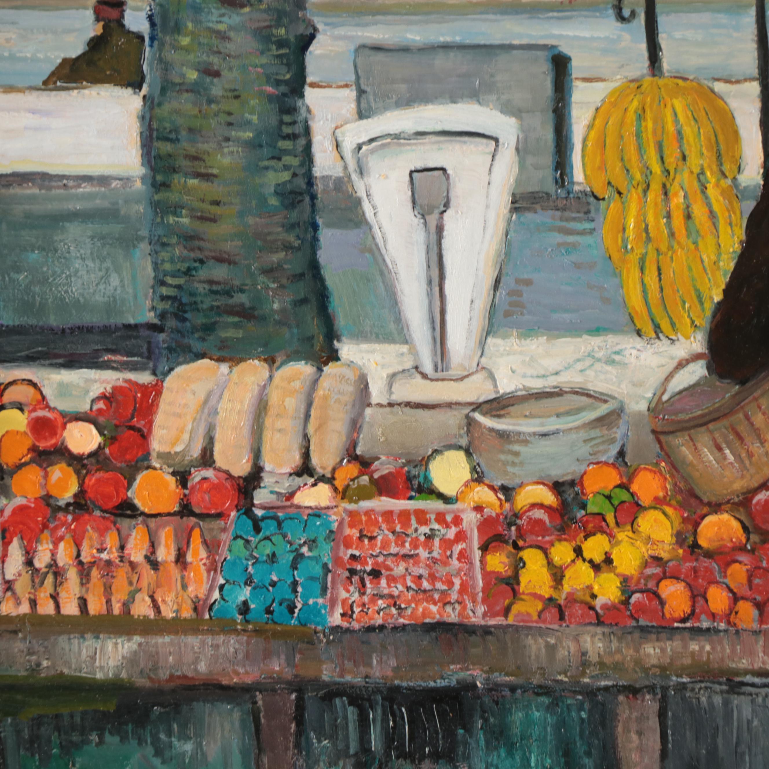 John Bryant Oil Painting "Morning Market," 2000