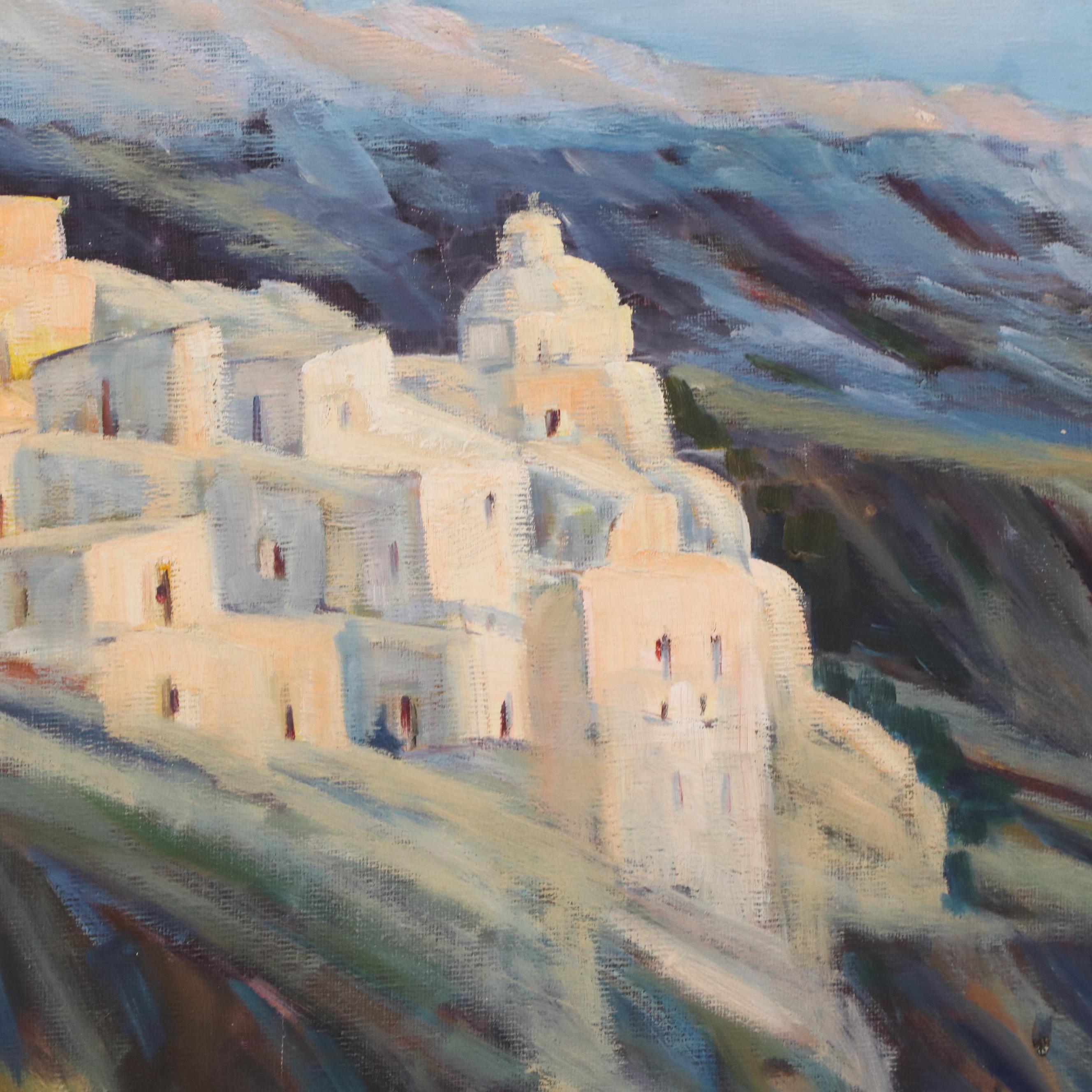 Coastal Landscape Oil Painting of Santorini