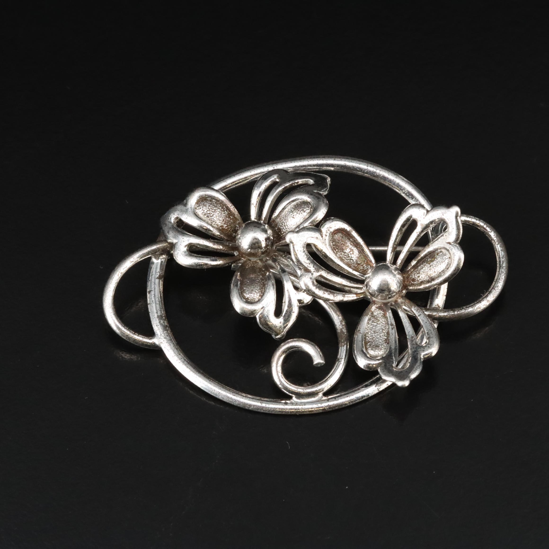 Vintage Forstner Sterling Floral Brooch