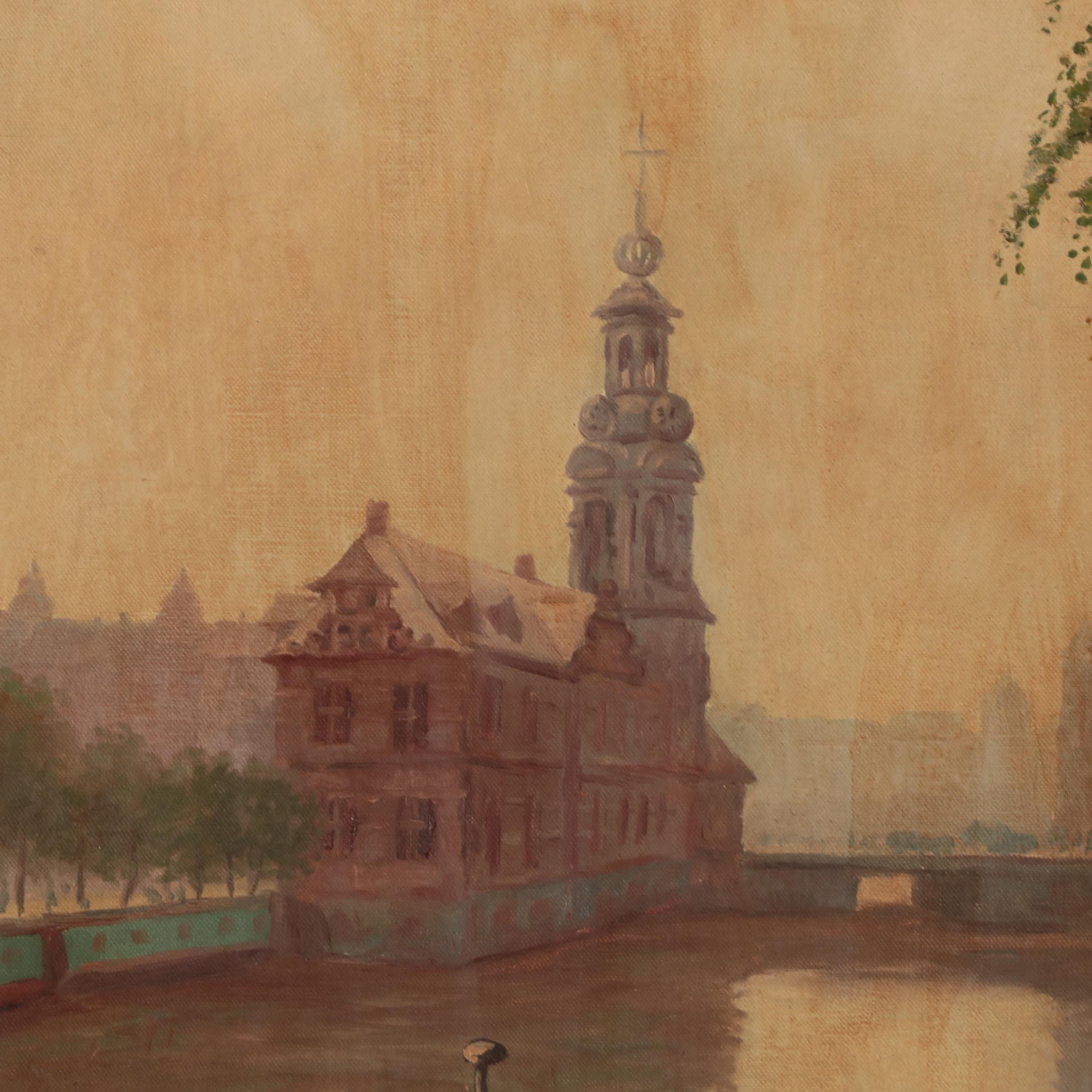 A. Klühspies Amsterdam Flower Market Oil Painting, Early 20th Century