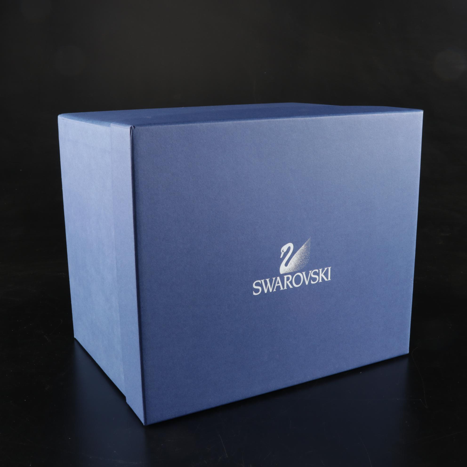 Swarovski Crystal & Blue Granite "Dolphins" Sculpture Signed Heinz Tabertshofer