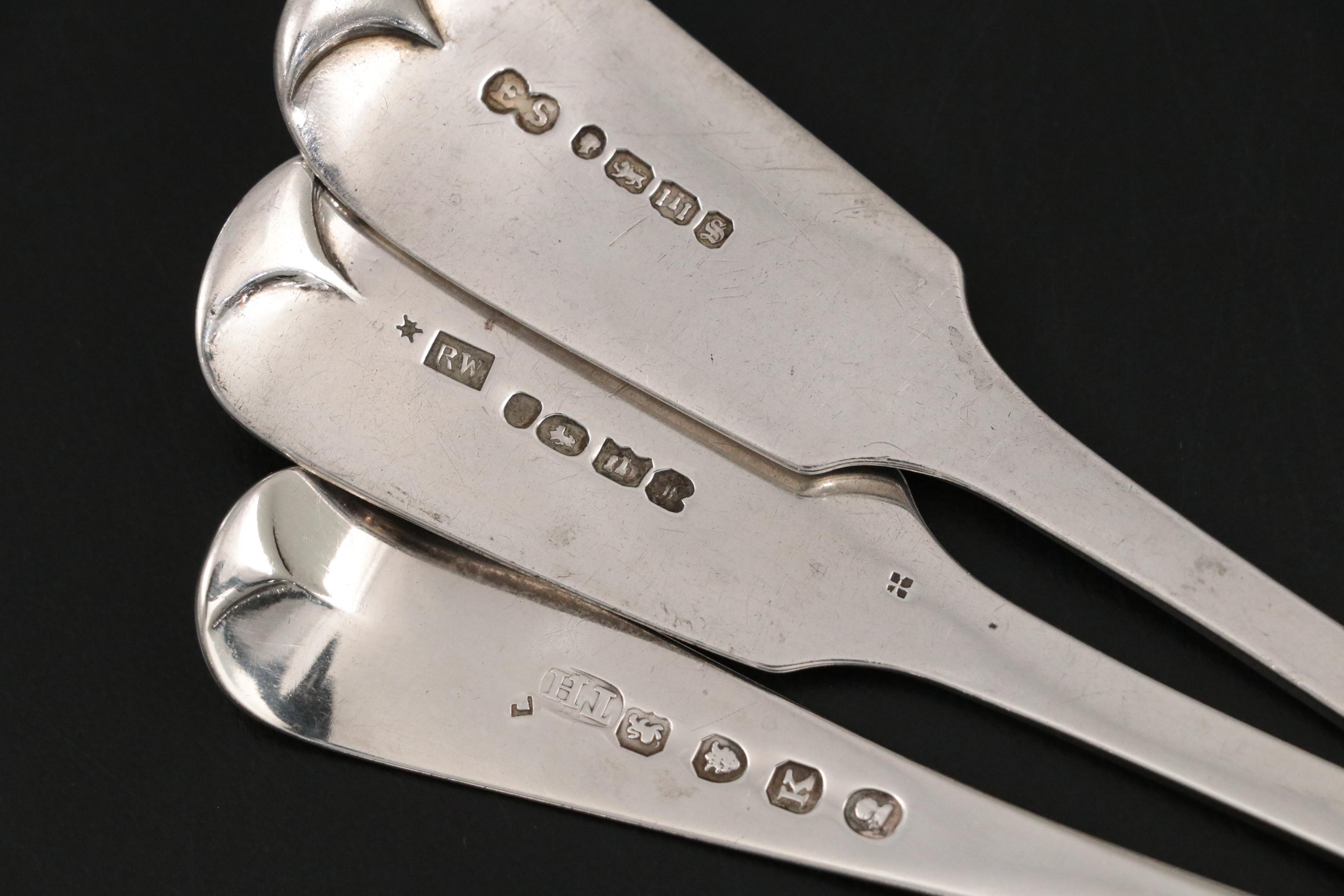 Scottish George Bell Sterling Cream Ladle with English Sterling Serving Utensils