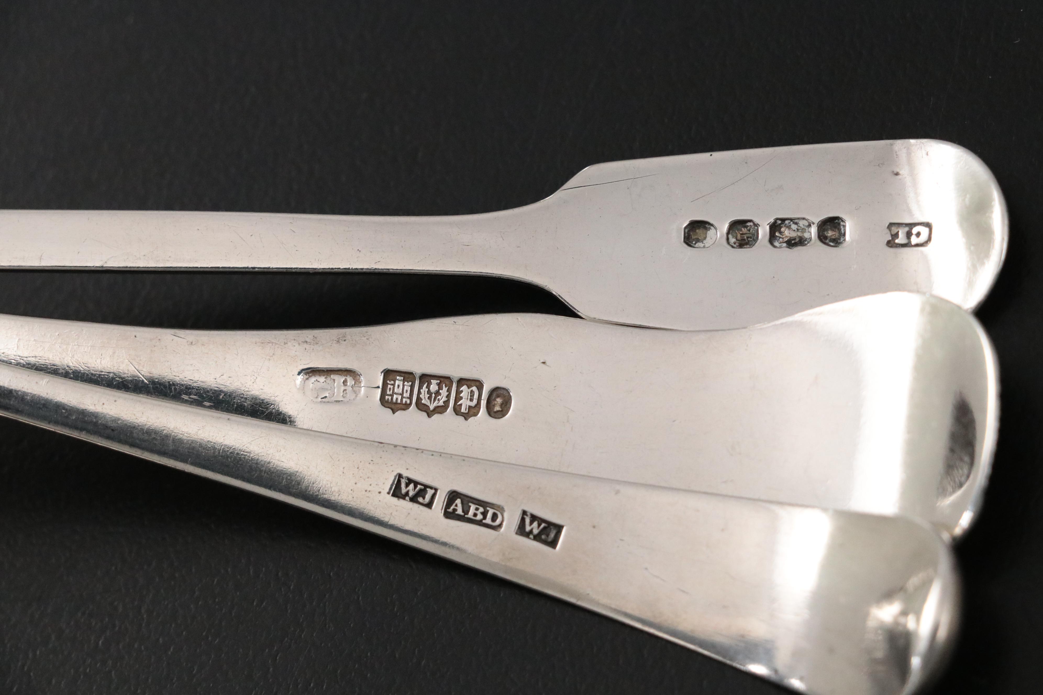 Scottish George Bell Sterling Cream Ladle with English Sterling Serving Utensils