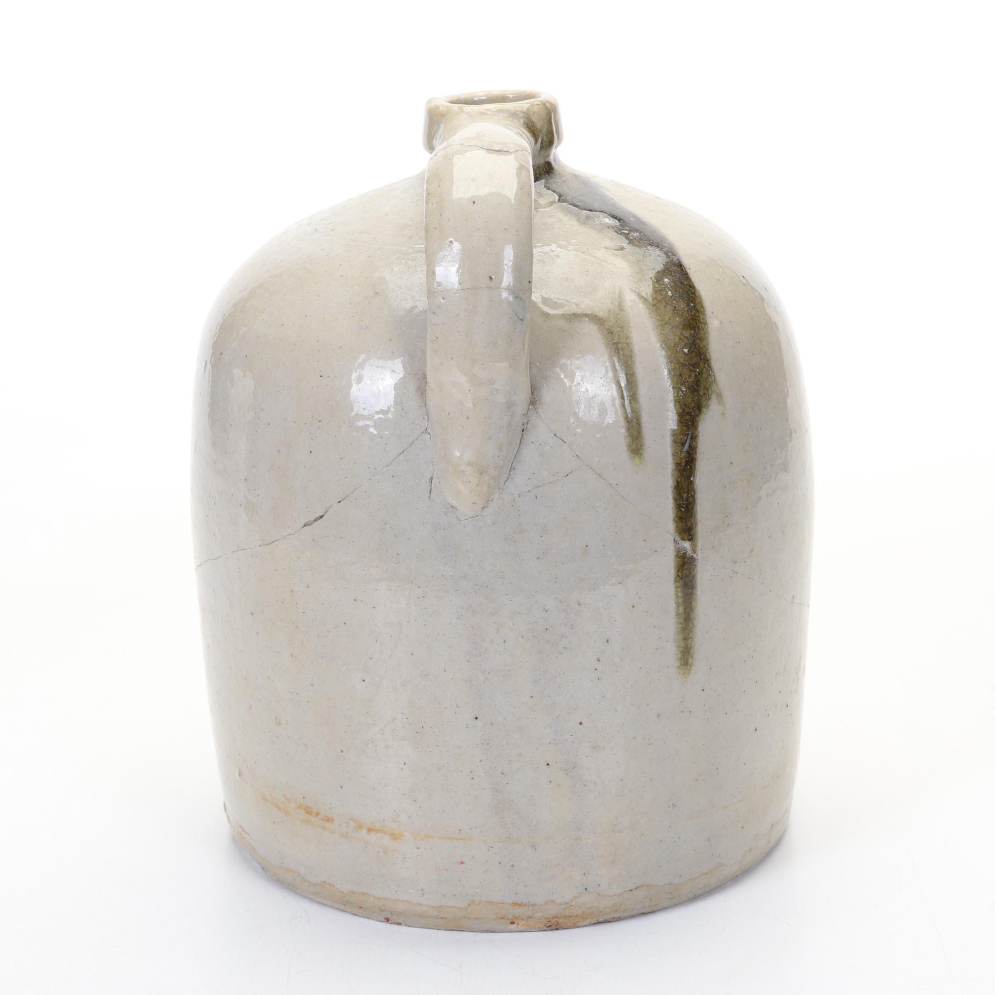 Pennsylvania E.S. & B Two Gallon Stoneware Jug With Blue Embellishment