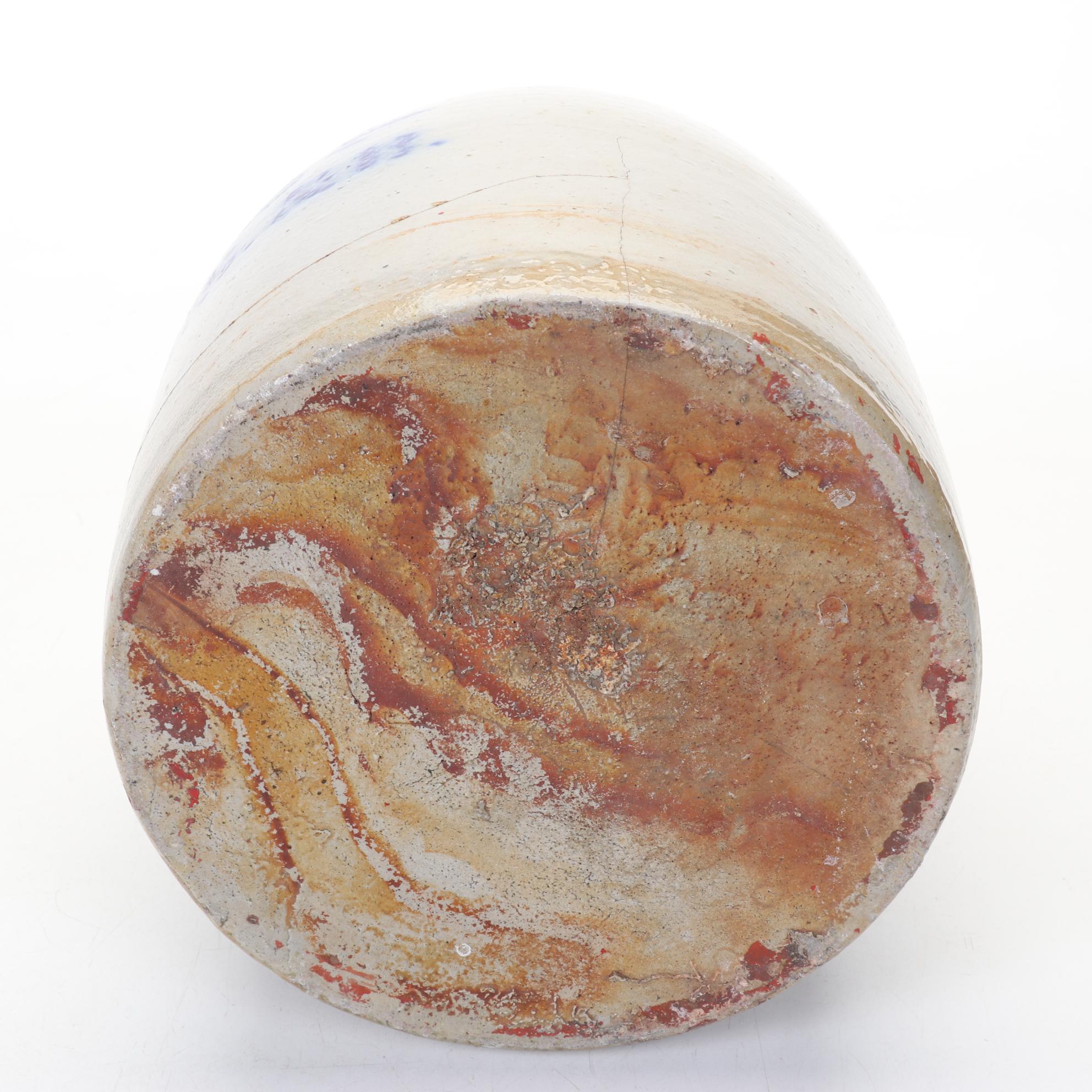 Pennsylvania E.S. & B Two Gallon Stoneware Jug With Blue Embellishment