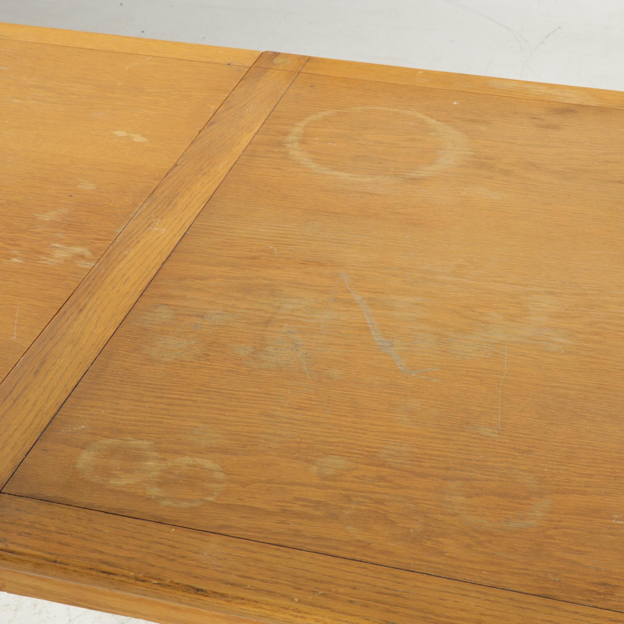 Oak and Mixed Woods Drop-Leaf Trestle Table