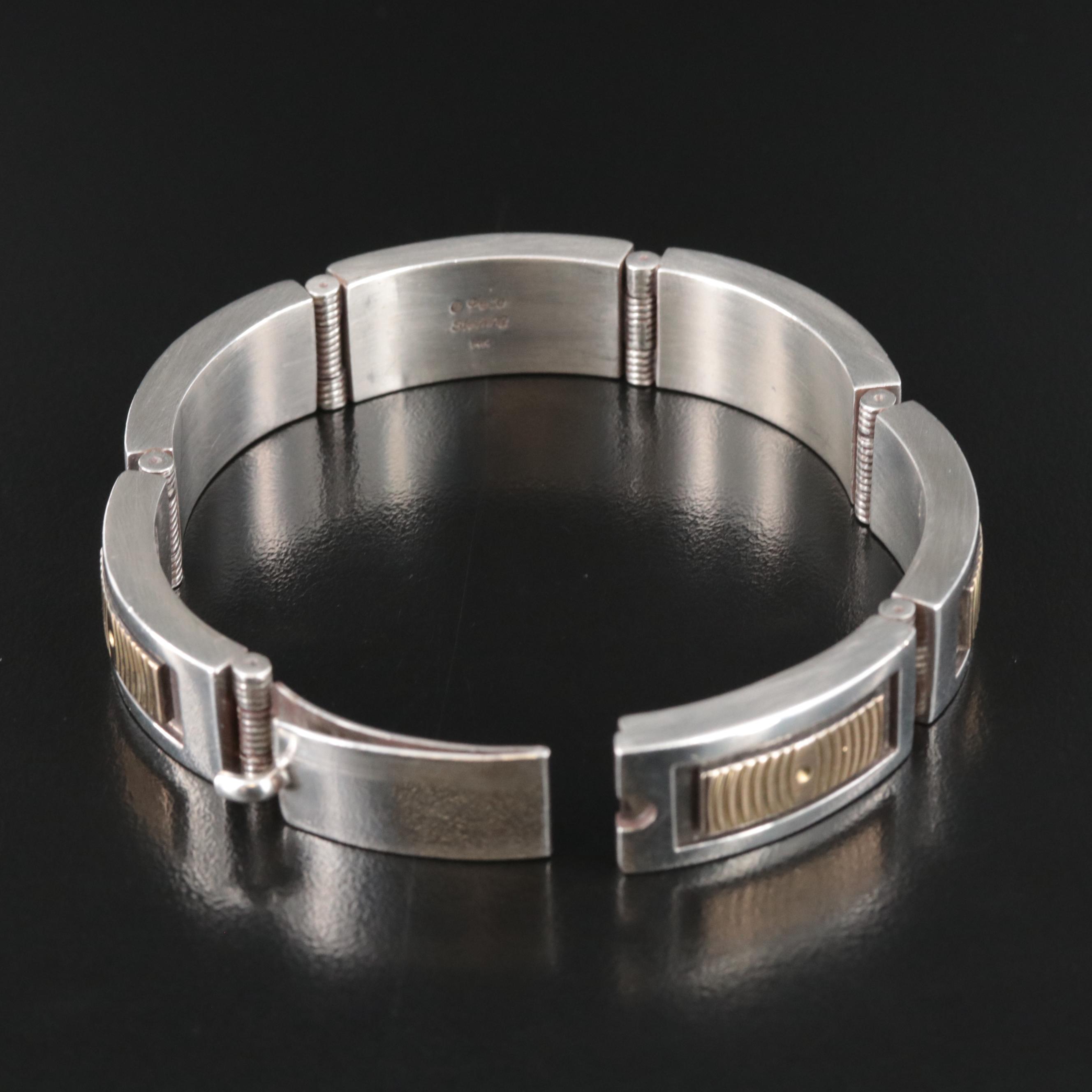 Curtis Pete Navajo Diné Sterling Bracelet with 14K  Accents