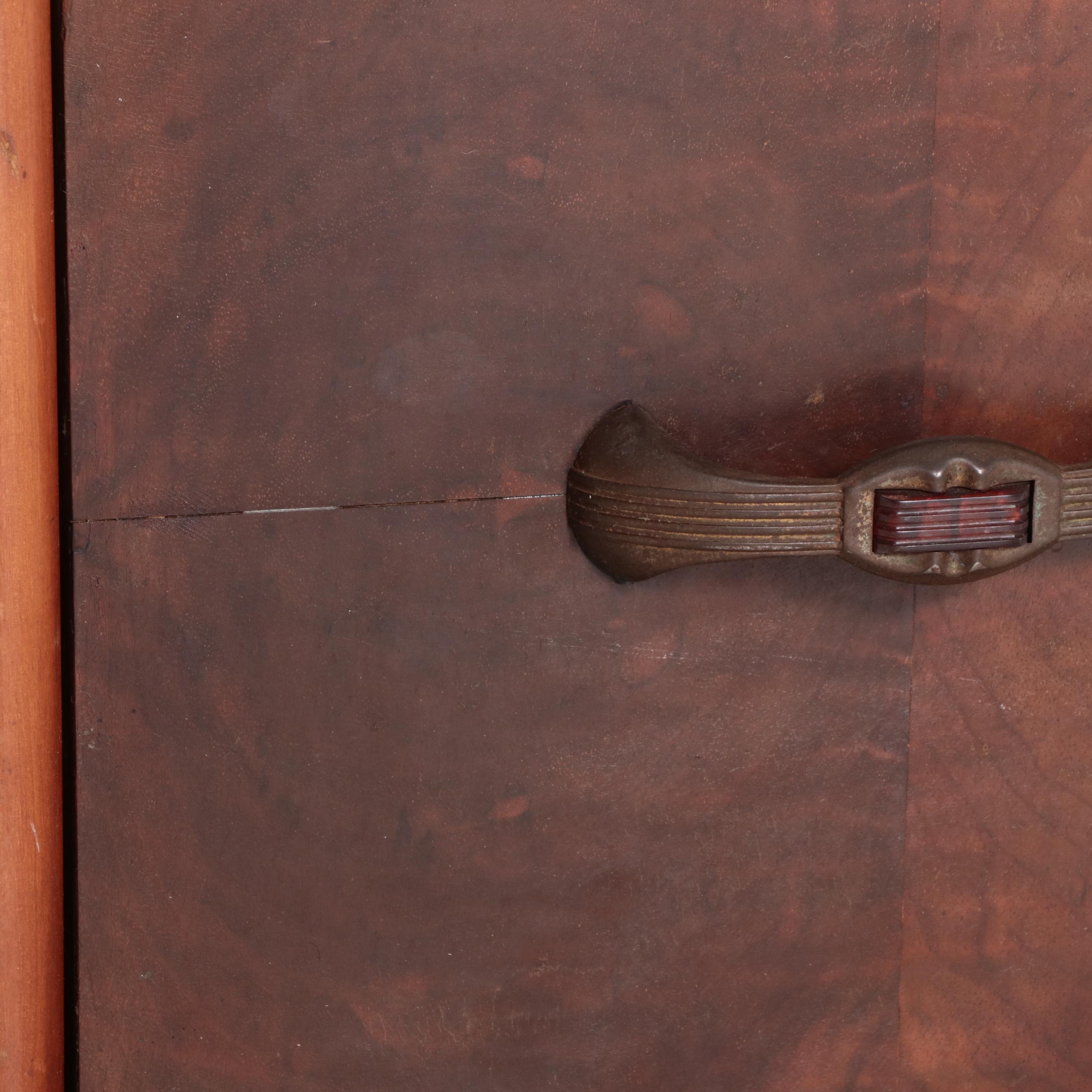 Art Deco Walnut and Mixed Woods "Waterfall" Bedside Table, Early to Mid-20th C.