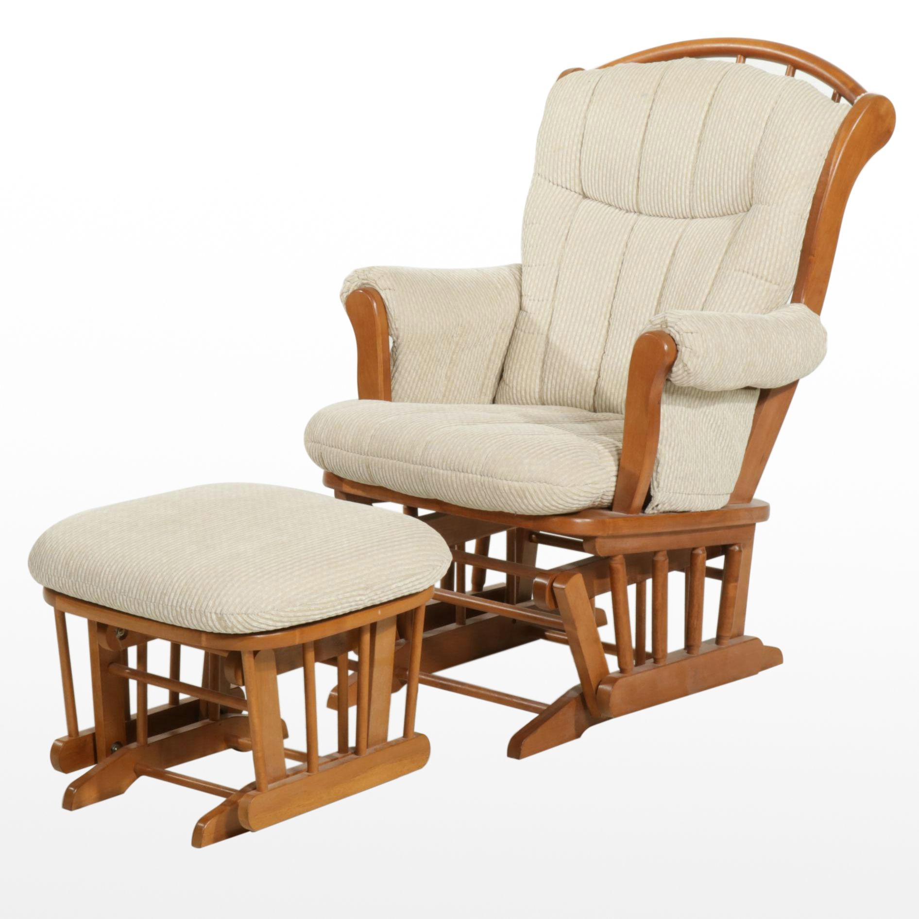Dutalier Maple Glider-Rocker and Ottoman with Cushions