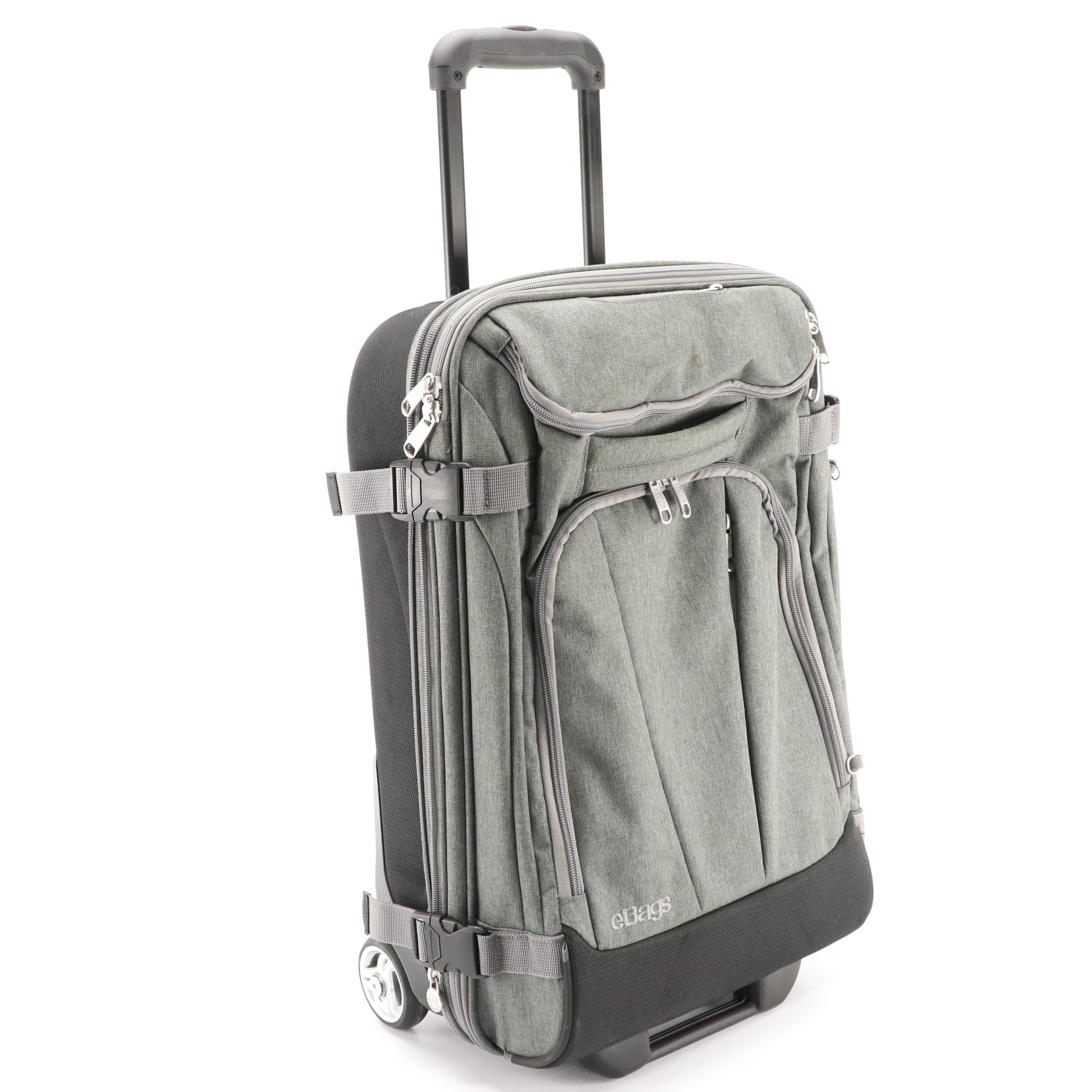 eBags Mother Lode Carry-On Rolling Duffel in Heathered Graphite Polyester & Mesh