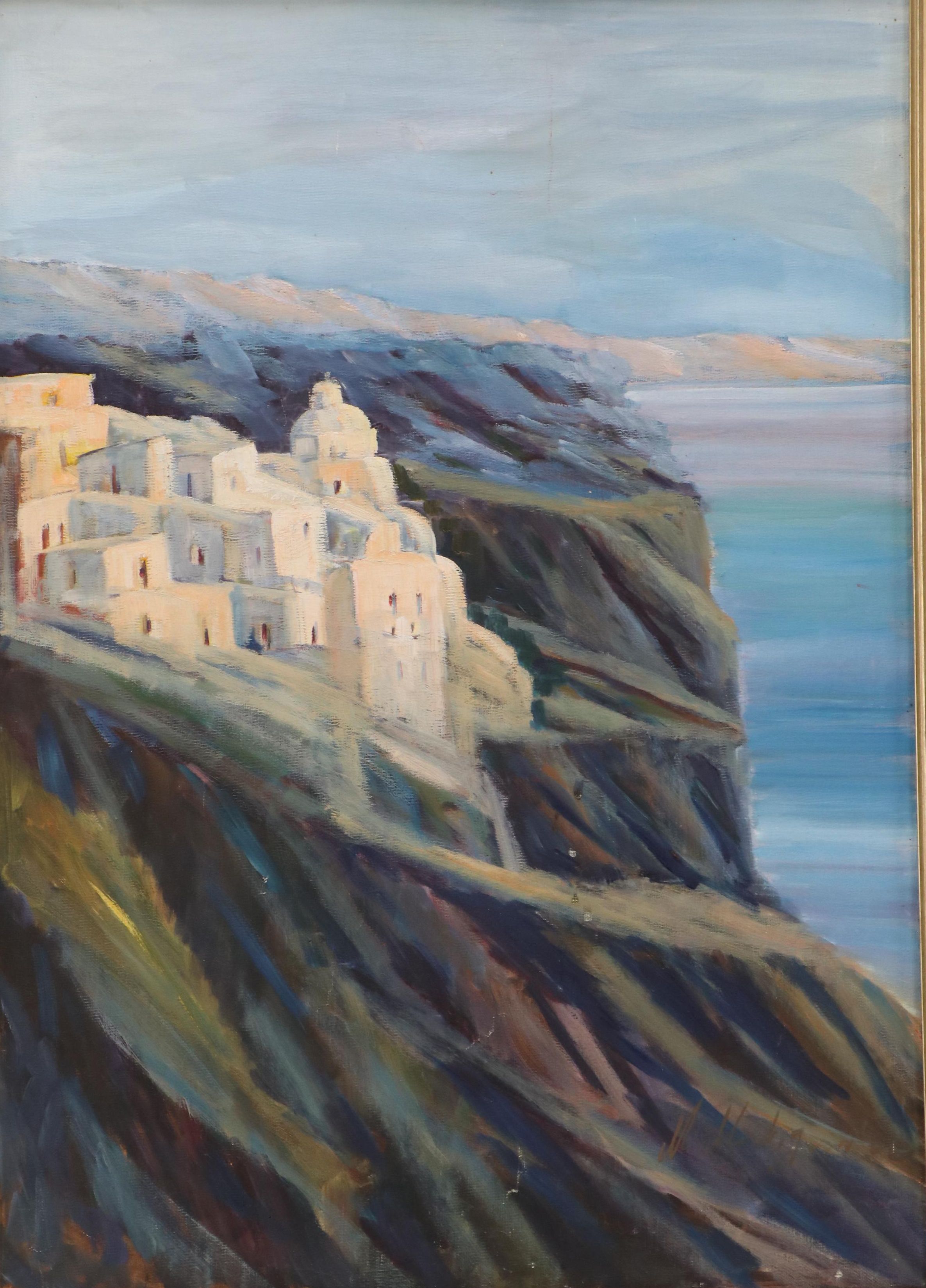 Coastal Landscape Oil Painting of Santorini