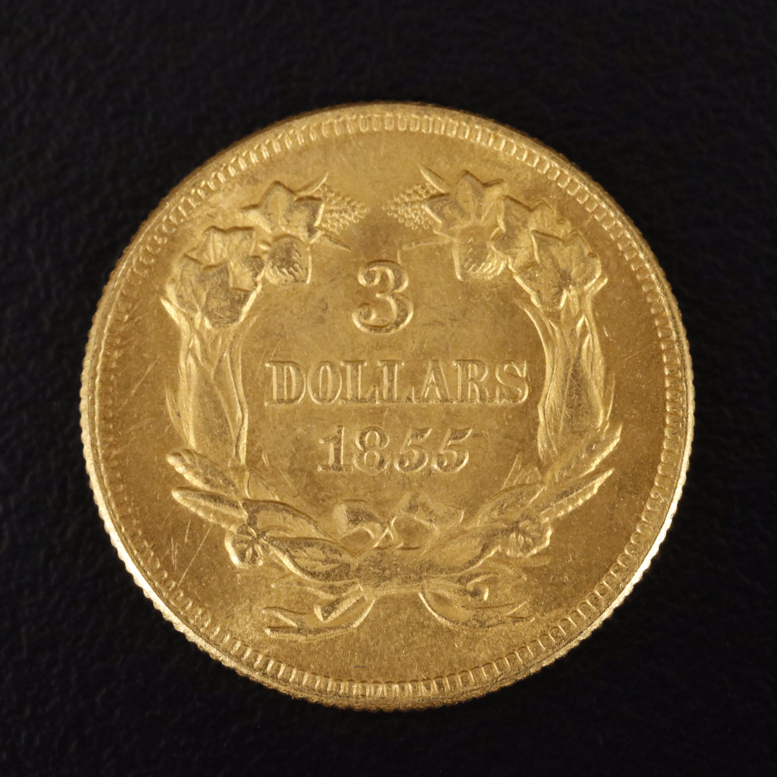 1855 Indian Princess $3 Gold Coin