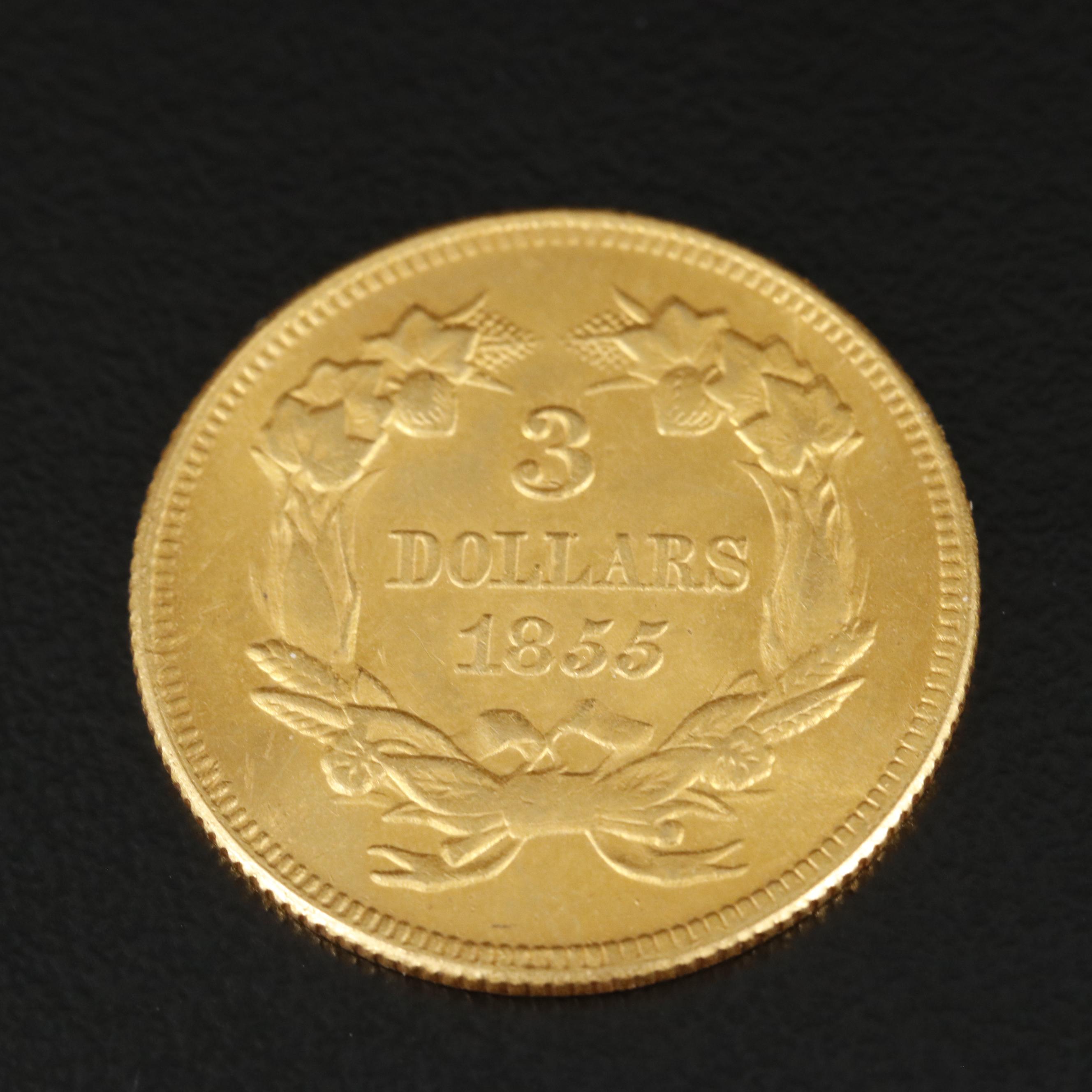 1855 Indian Princess $3 Gold Coin