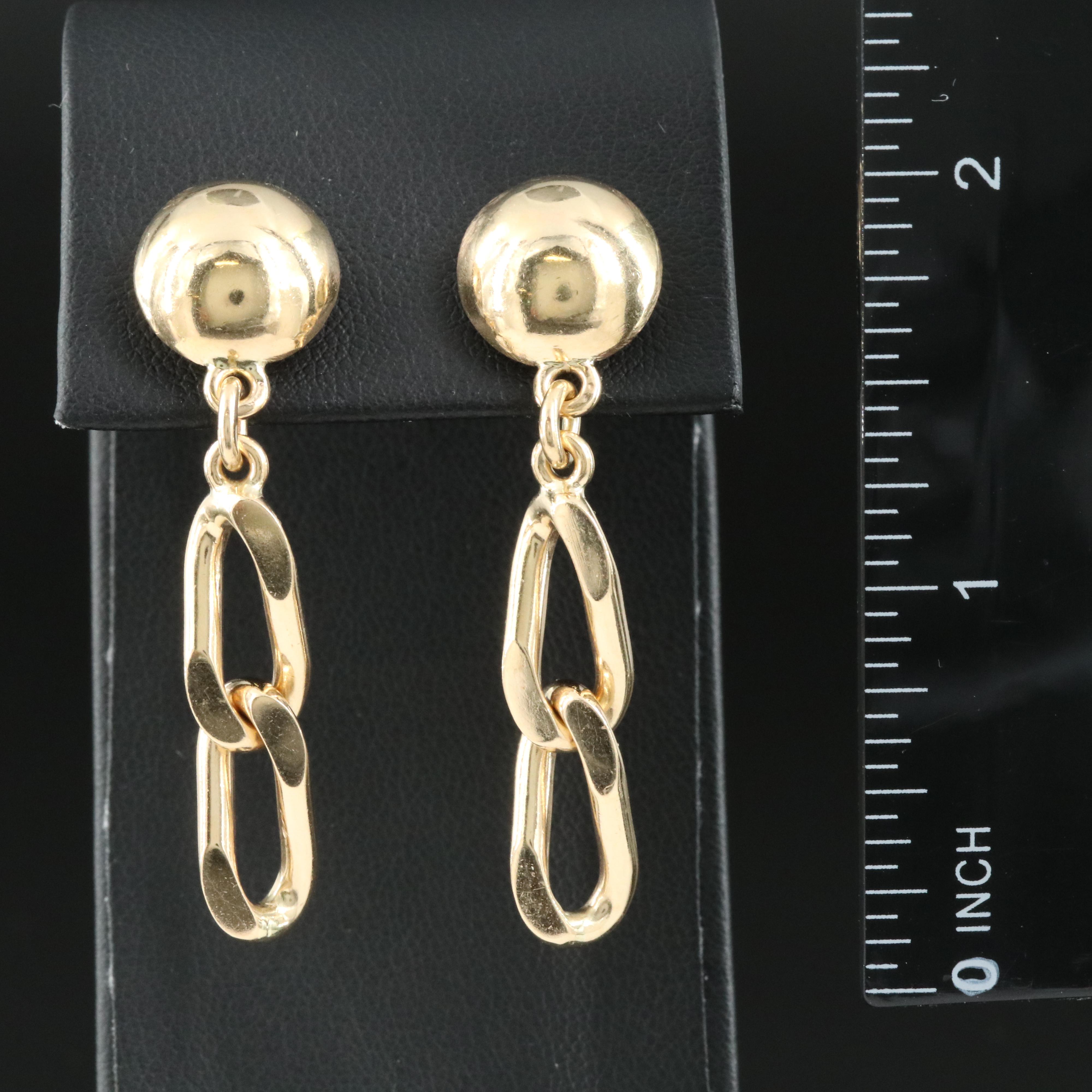 14K Chain Link Drop Earrings